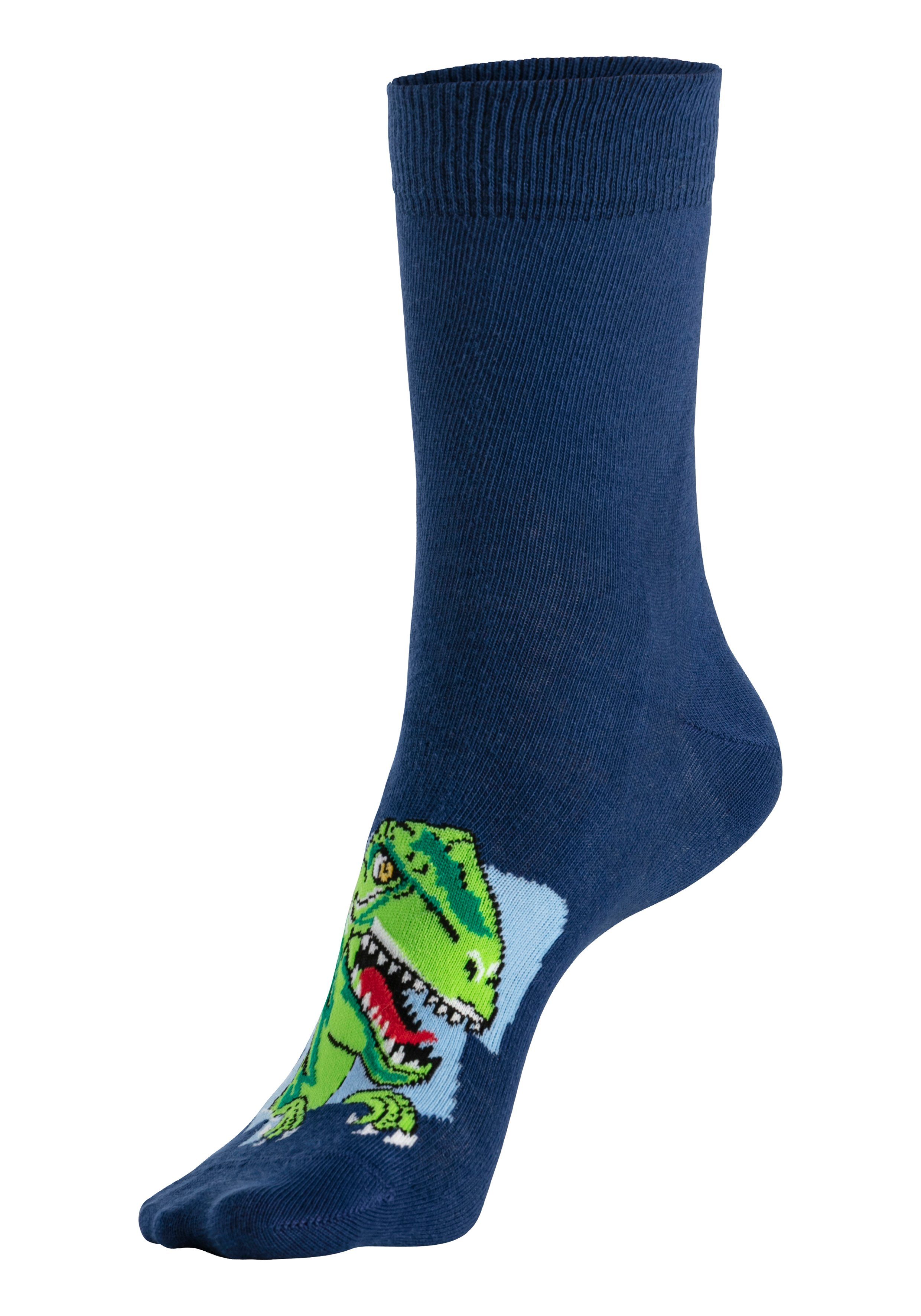 H.I.S Socken (Packung, mit Dinosauriermotiven 5-Paar)
