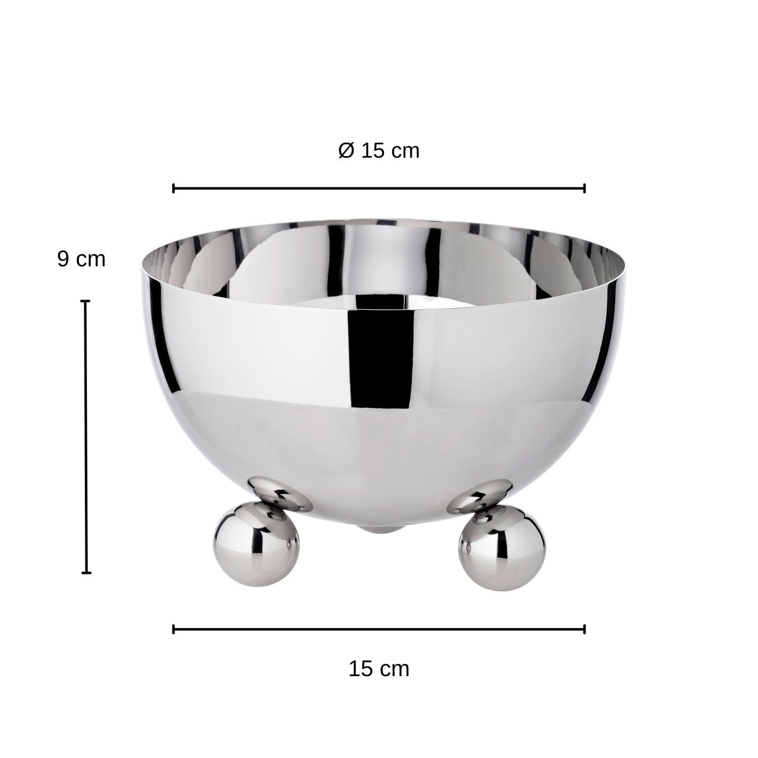 EDZARD Servierschale Chicago, Edelstahl, Schale, Silber-Optik, hochglanzpoliert, H 9 cm