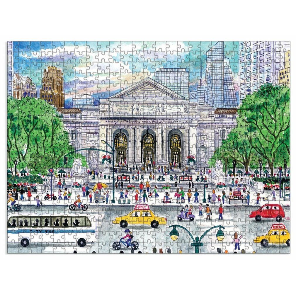abrams&chronicle Puzzle GALISON Doppelseitiges Puzzle Frühling in der Bibliothek 500 Teile, Puzzleteile