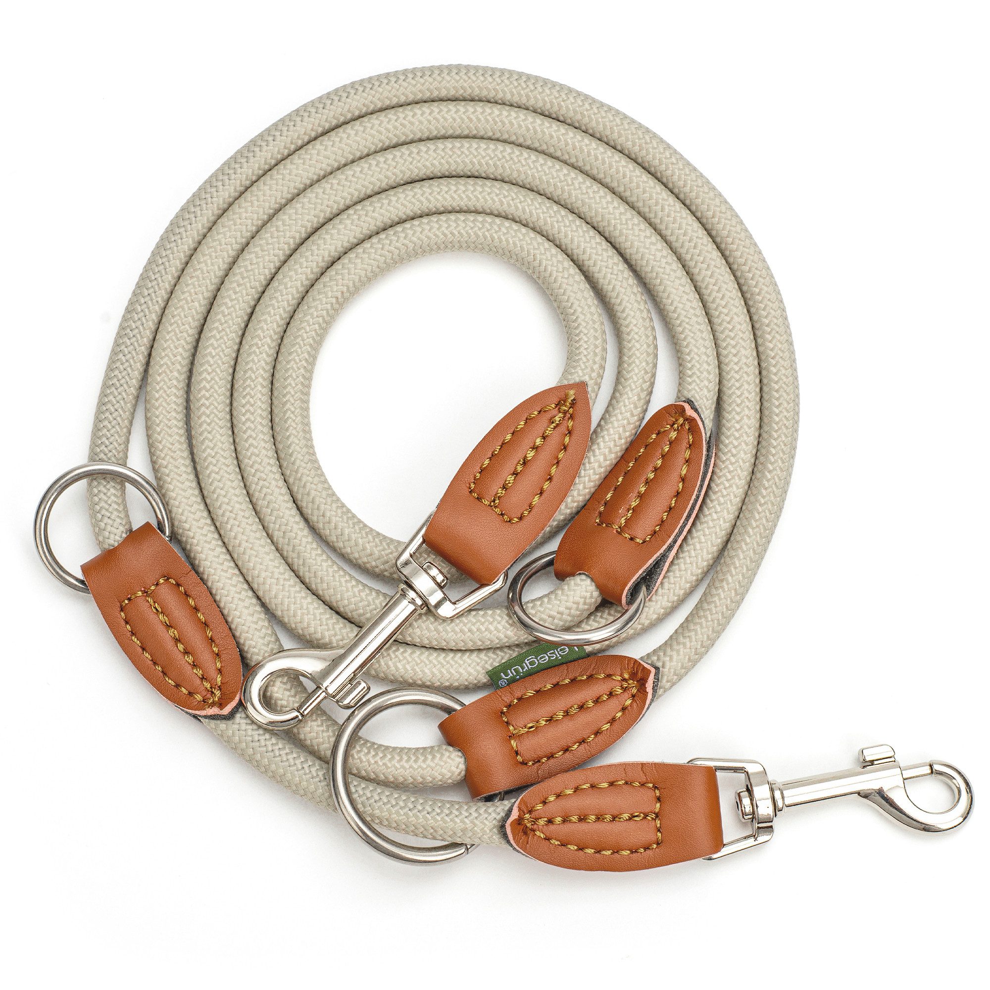 Leisegrün Hundeleine Hundeleine für kleine Hunde, nur 160g leicht, Hundeleine 2m - Sand, Nylon