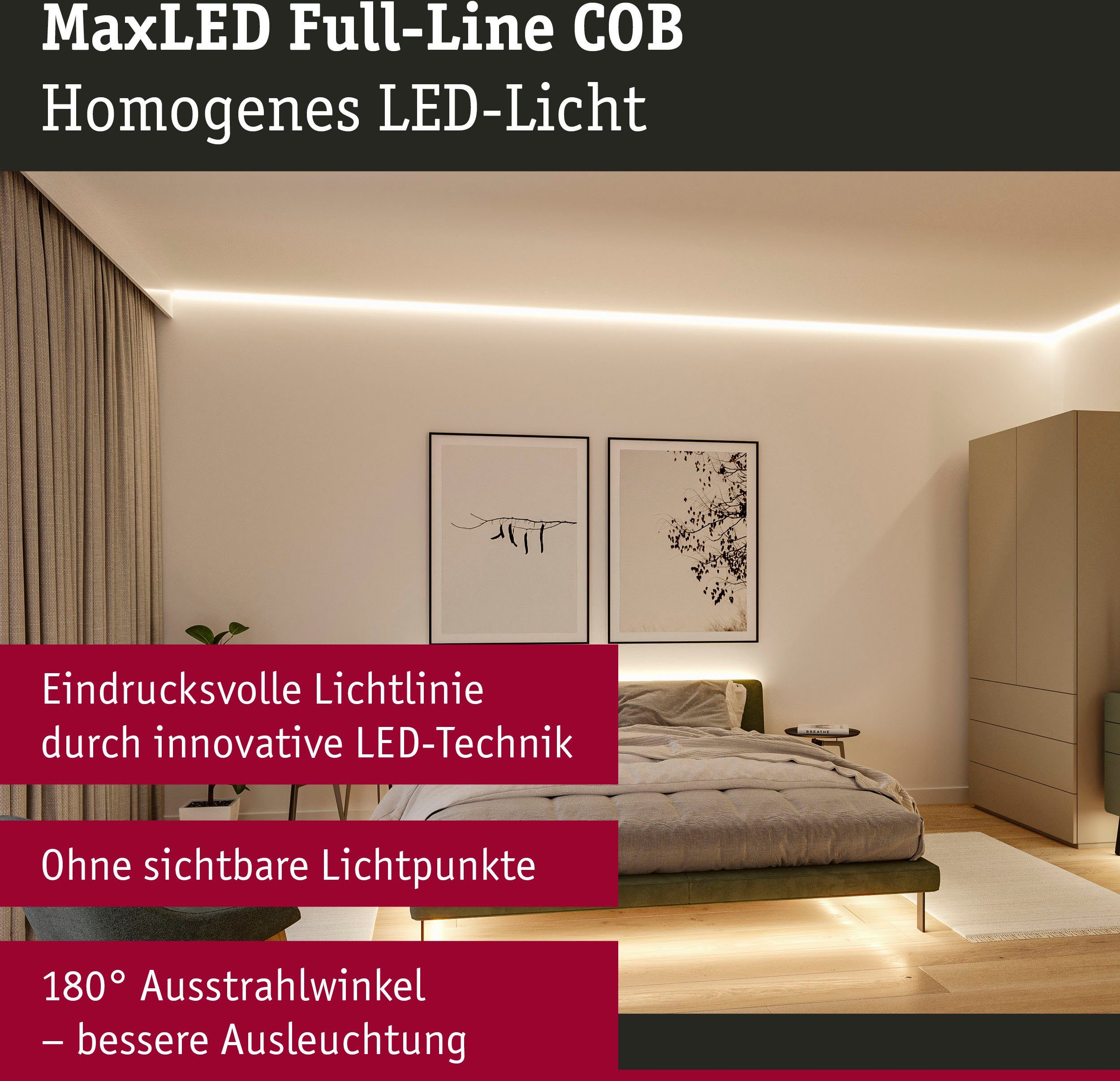 MaxLED LED-Streifen 1-flammig Paulmann 1000 Warmweiß Basisset 36W Full-Line 3m 2700K, COB 3240lm