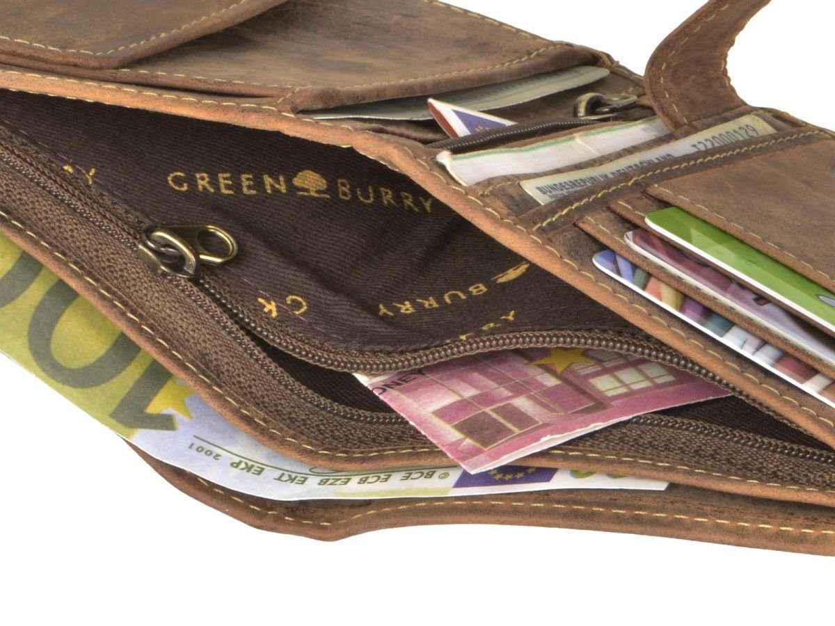 Greenburry Geldbörse Vintage, Portemonnaie, RFID Herrenbörse Schutz mit Lederbörse