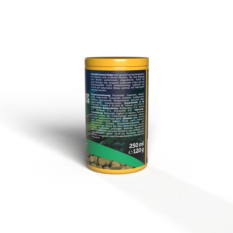 Bellfor Aquarium Fischfutter für Welse - AQUARIS Green Chips - 120g / 250ml, für: Fische