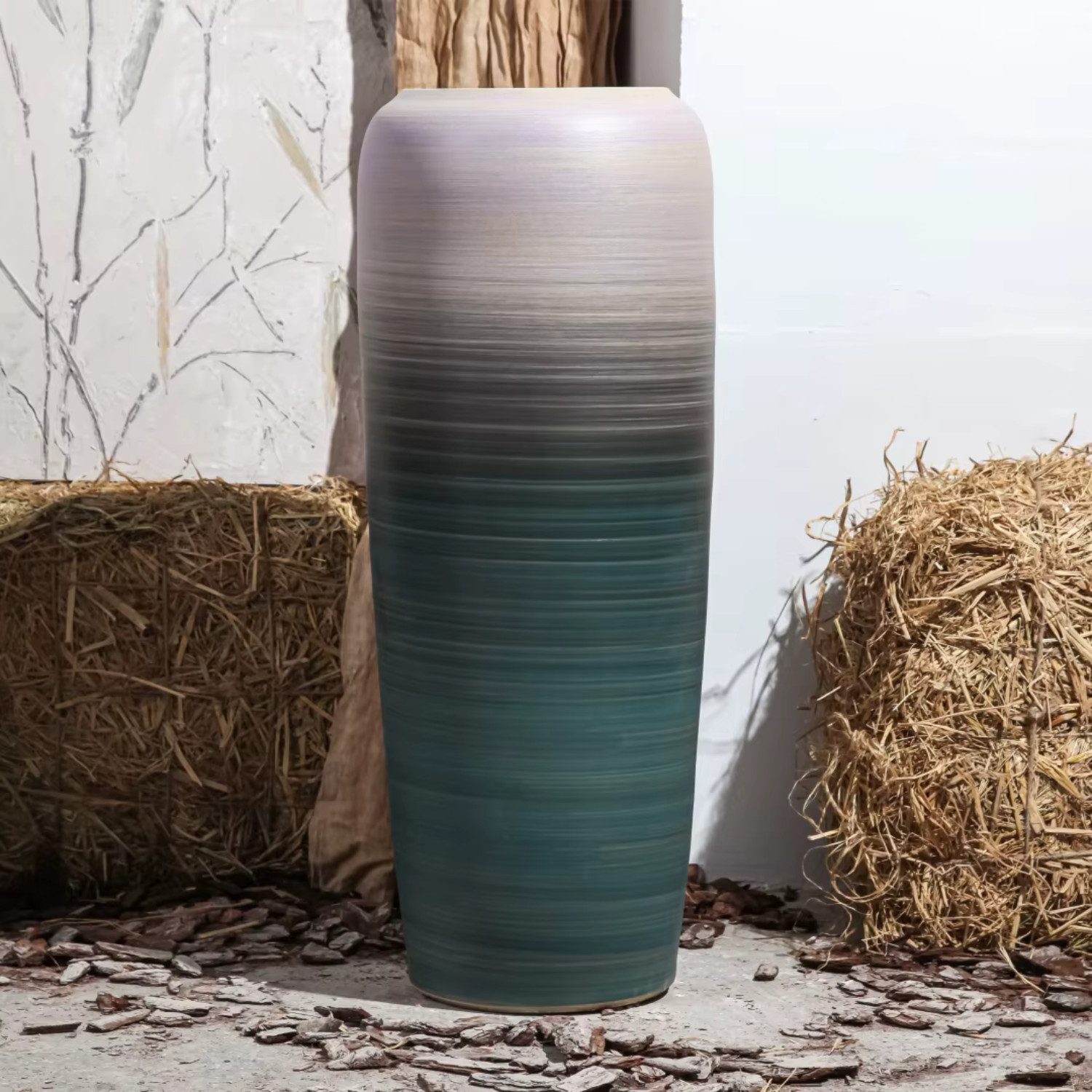 Quality Elegance Bodenvase Keramikvase im Nordic Vintage Stil – Mit Farbverlauf – Bodenstehend, Keramikvase groß, 92 cms, 72 cms, 63 cms