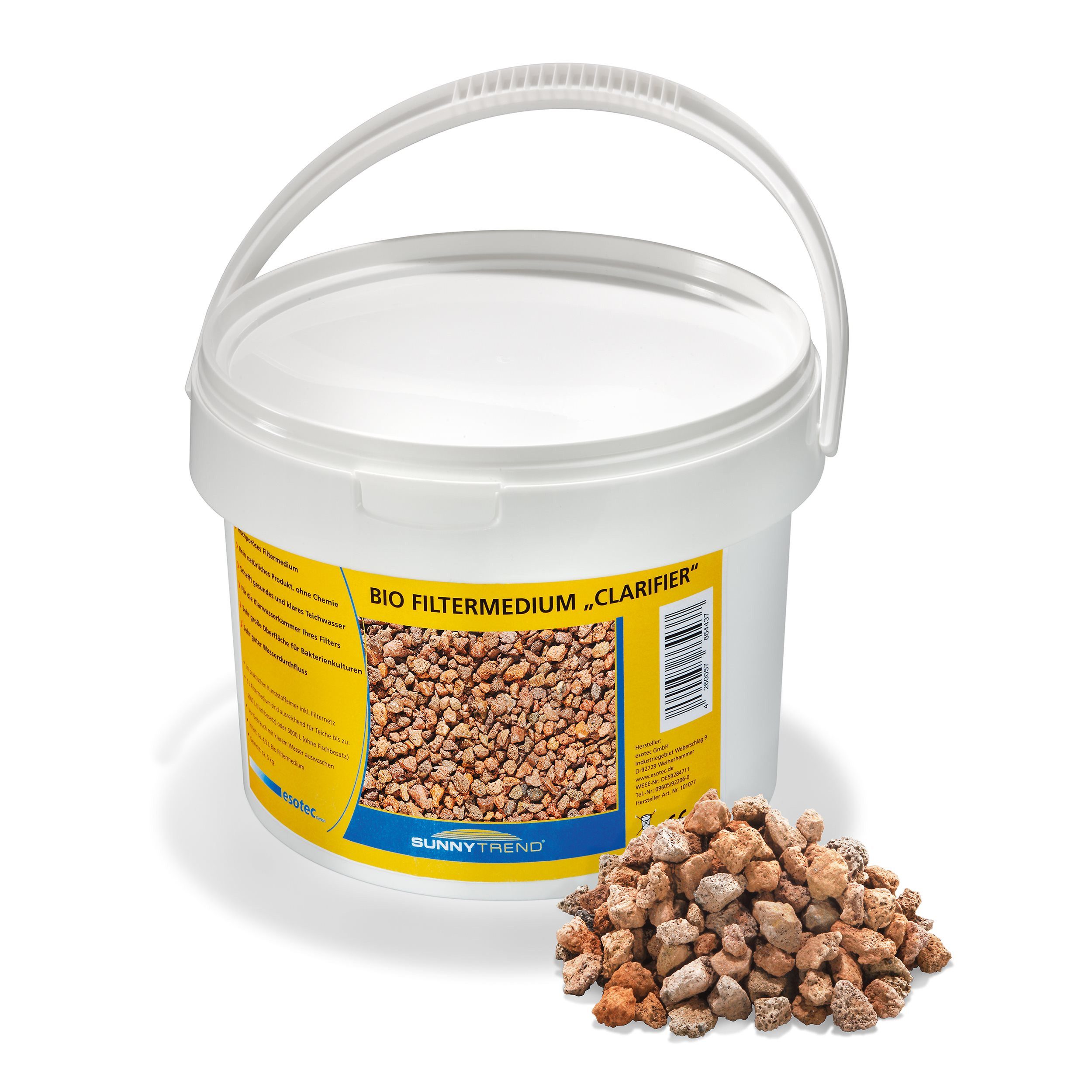 esotec Teichfilter Bio Filtermedium CLARIFIR, 4,5l Eimer mit Netzbeutel, Zubehör 101077 (Komplettset)