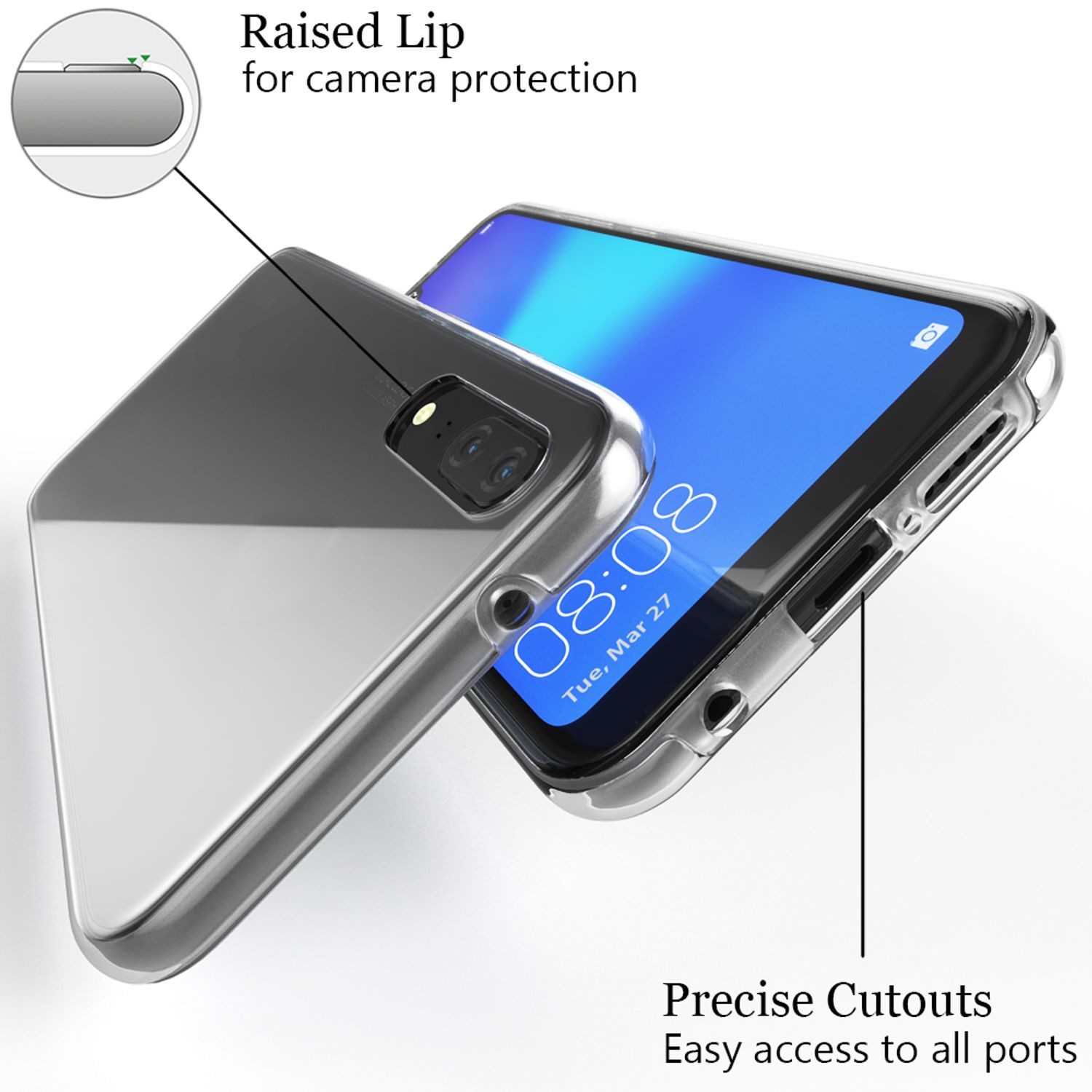 Nalia Smartphone-Hülle Huawei P20 14,7 cm (5,8 Zoll), Klare 360 Grad Hülle / Rundumschutz / Transparent / Displayschutz Case