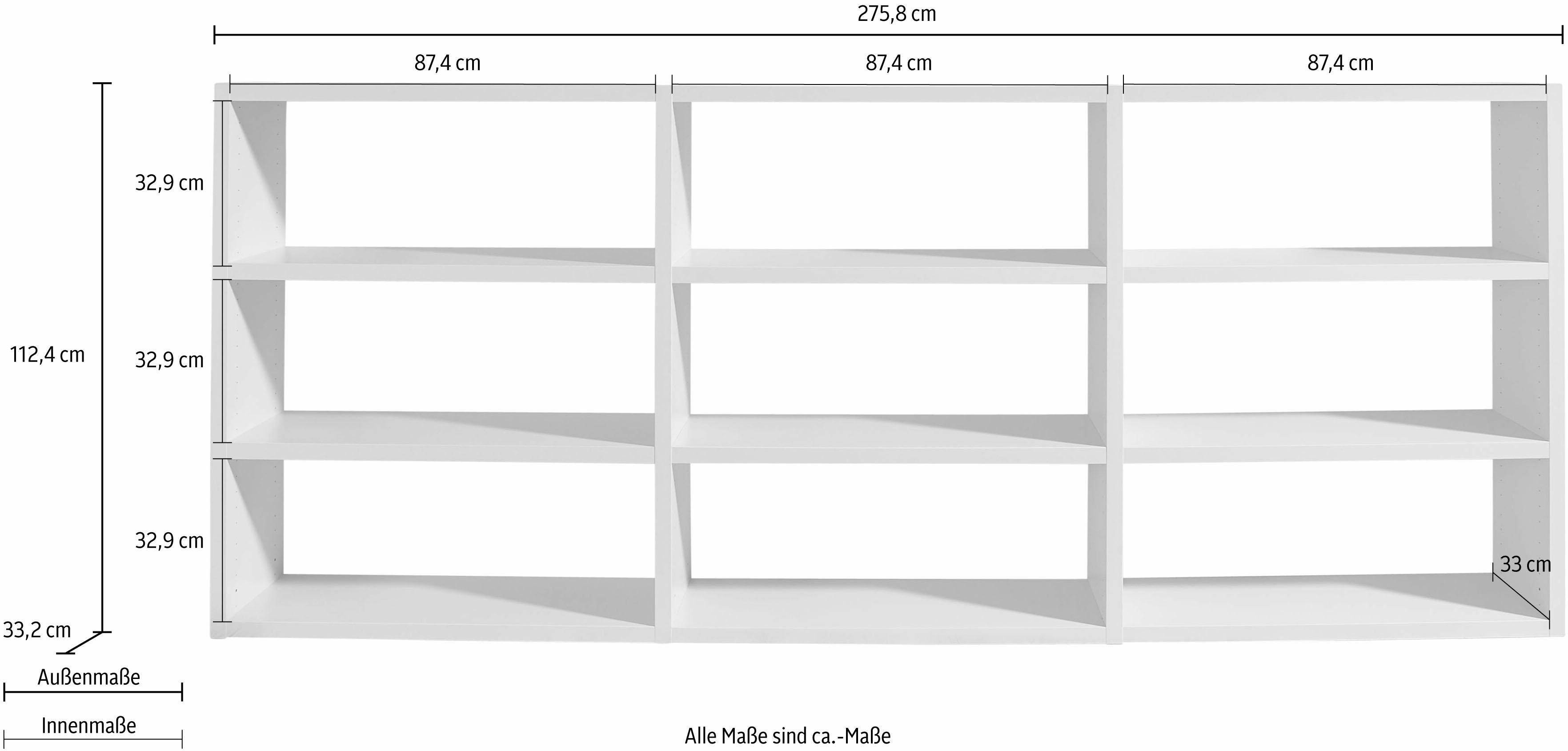 Toro, cm Weiß möbel Breite 275,8 Raumteilerregal 9 Fächer, Hochglanz fif