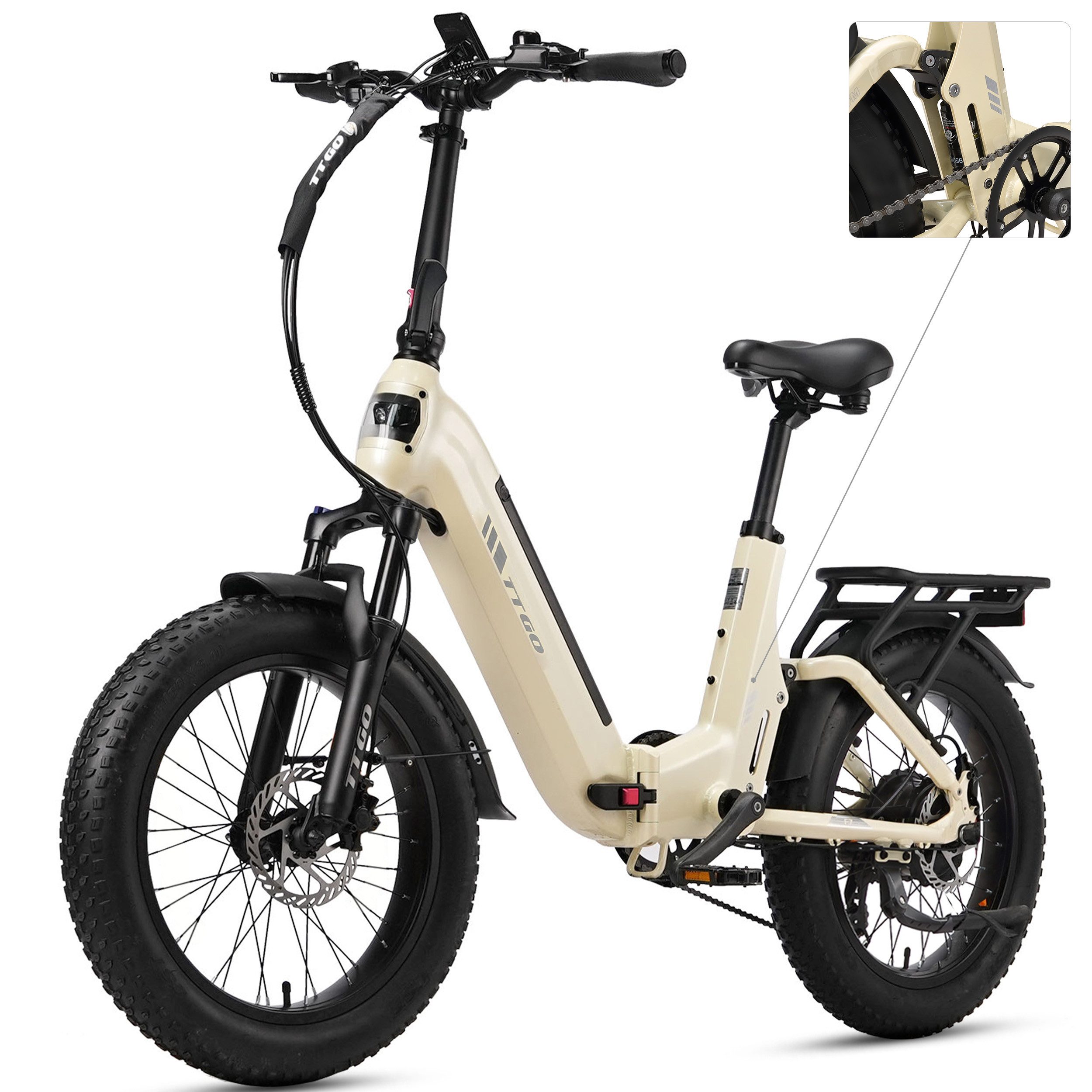 Vankel E-Bike Klapprad 20 Zoll, Fully Klapprad Fatbike, max. 150km, 150kg belastbar, 7 Gang SHIMANO, Kettenschaltung, Heckmotor, 720 Wh, (Softtail, separates Bremslicht, Vollfederung, Drehmomentsensor), Tiefeinstieg, Elektrofahrrad für Damen Herren, All-Terrain-E-Bike