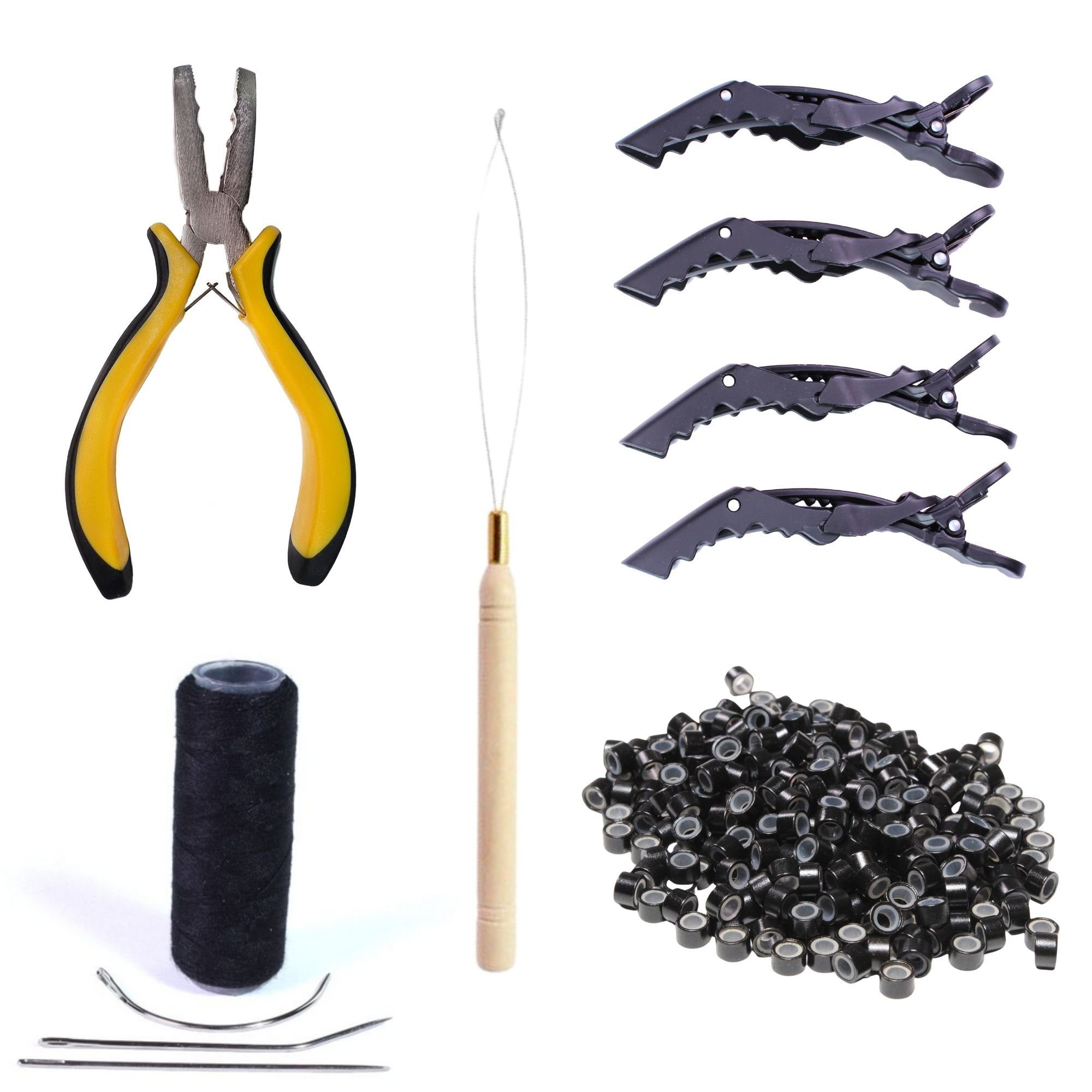 hair2heart Echthaar-Extension Tressen Starter Set Schwarz