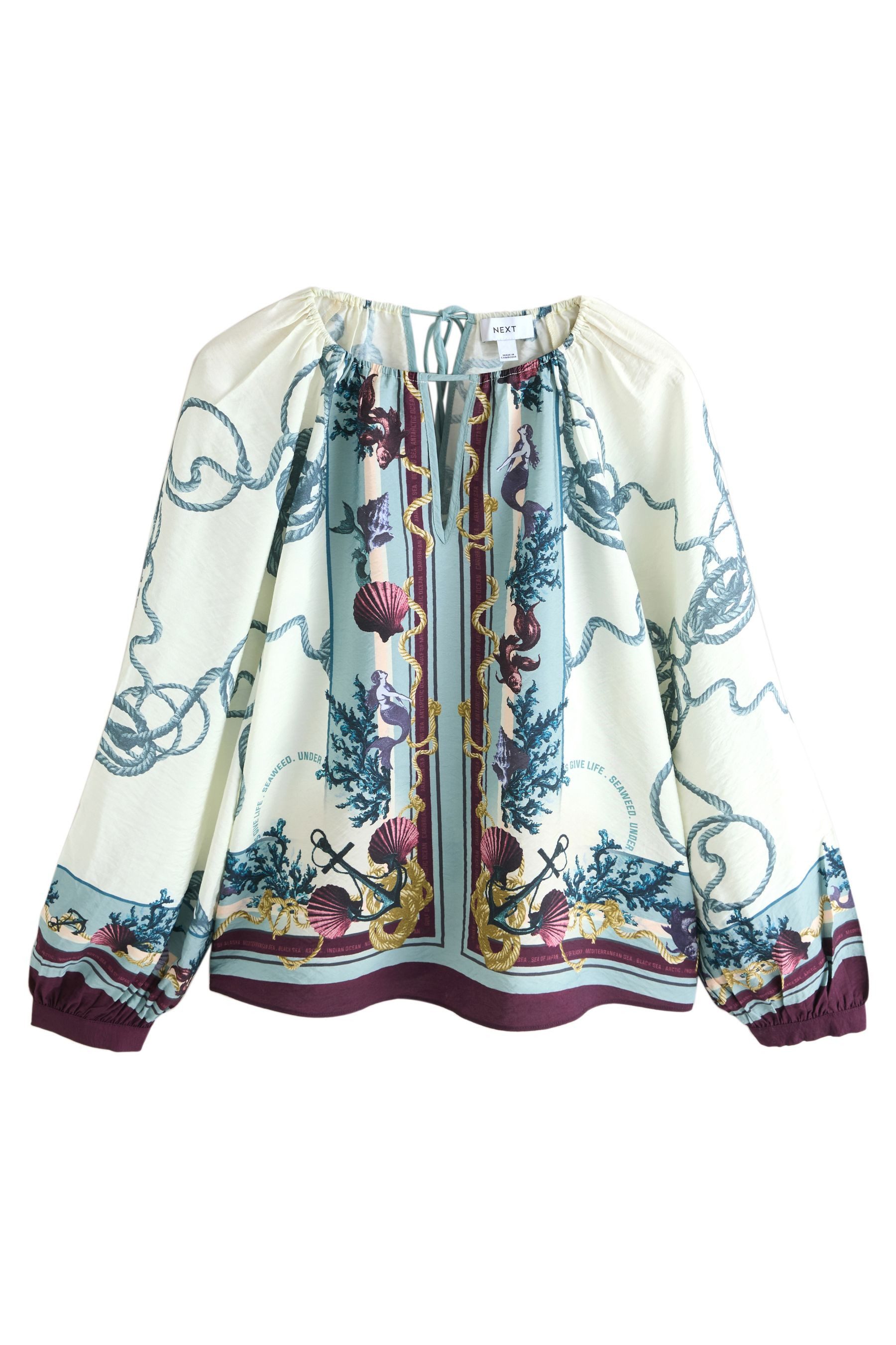 Langarmbluse Relaxed Fit Bluse mit Schlüssellochausschnitt
