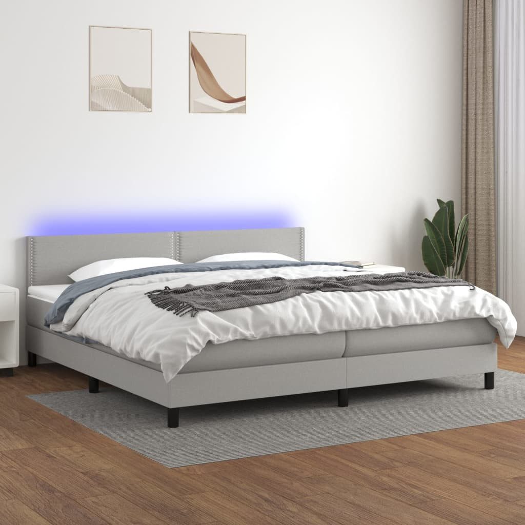 vidaXL Boxspringbett Boxspringbett mit Matratze LED Hellgrau 200x200 cm Sto günstig online kaufen