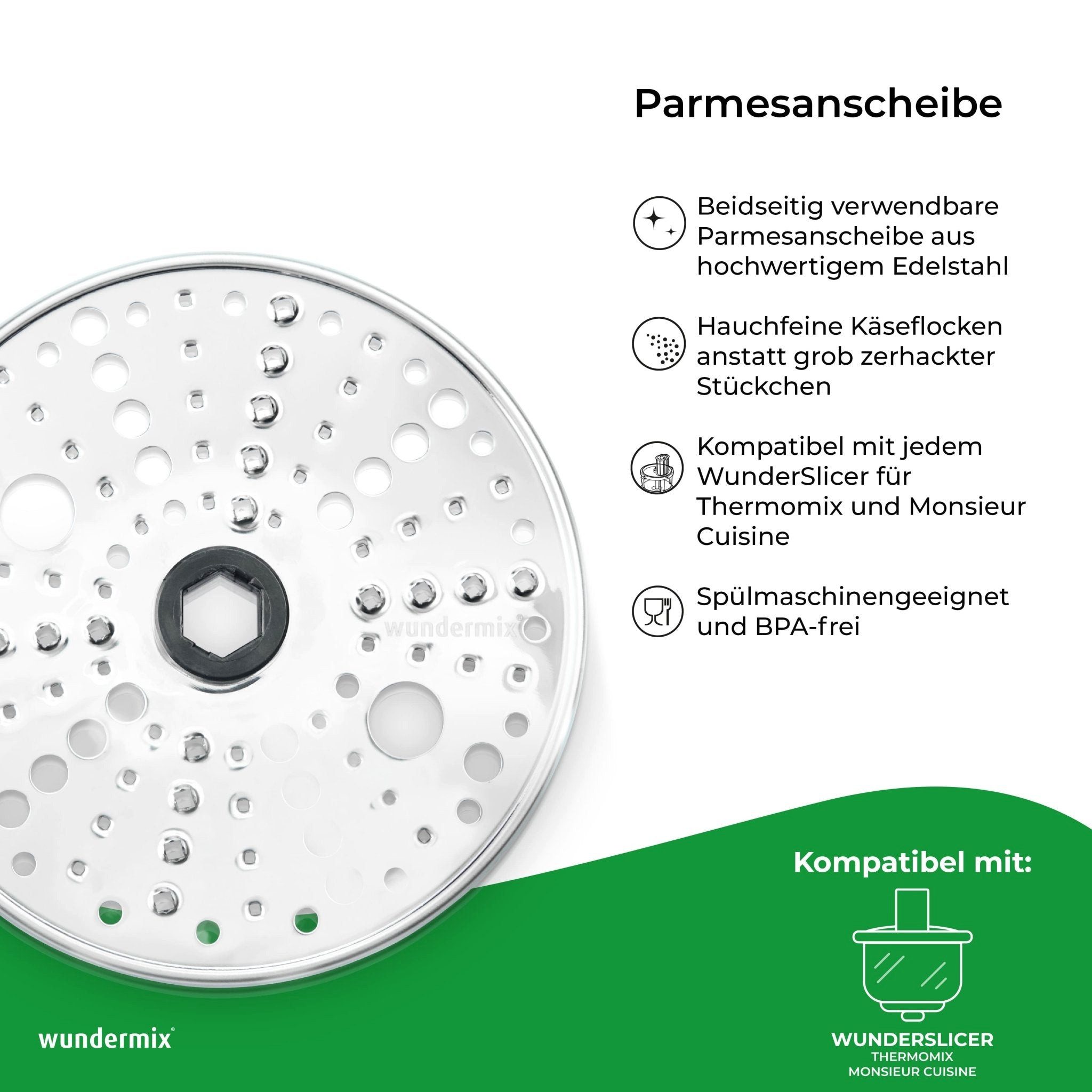 Wundermix Schneideaufsatz Parmesanscheibe für WunderSlicer, Zubehör für TM7, TM6, TM5, TM31, MC Connect, MC Trend, MC Smart