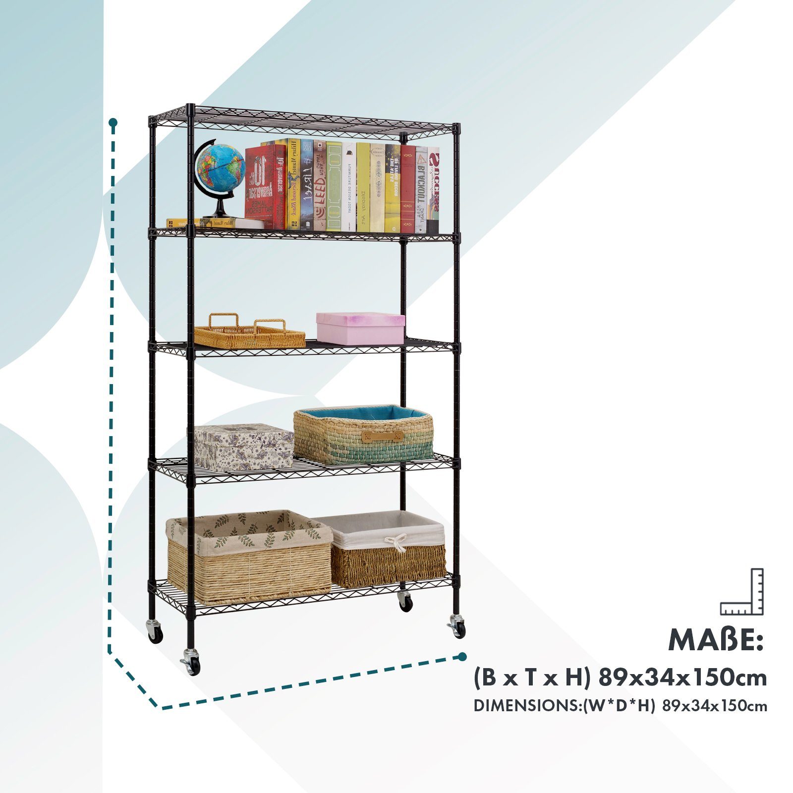 Karat Regal Gitterregal mit Rollen Maya, 5 Böden, Verschiedene Farben günstig online kaufen