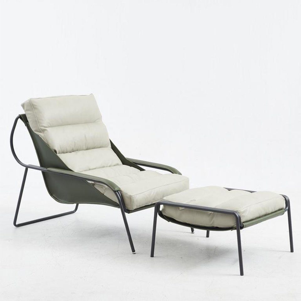 JVmoebel Sessel, Sessel + Hocker Set Luxus Relax Einsitzer Möbel Stuhl Fußhocker 2tlg. Grau