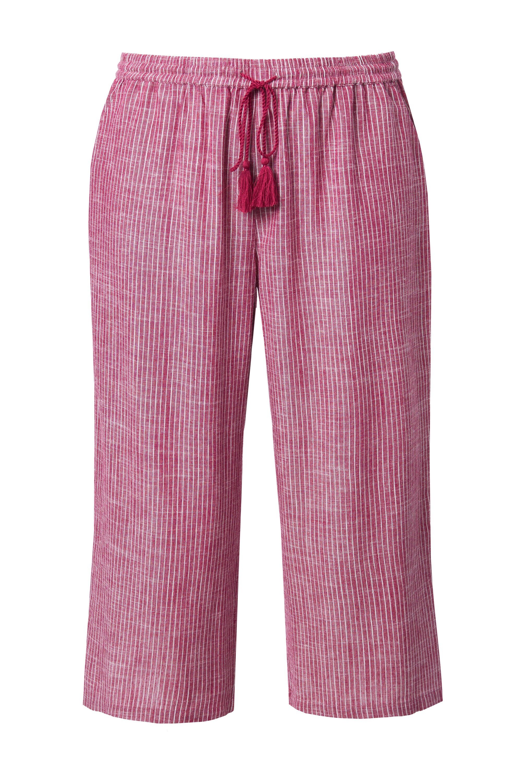 Ulla Popken Culotte Culotte Rose Streifen Leinenmix weites Bein