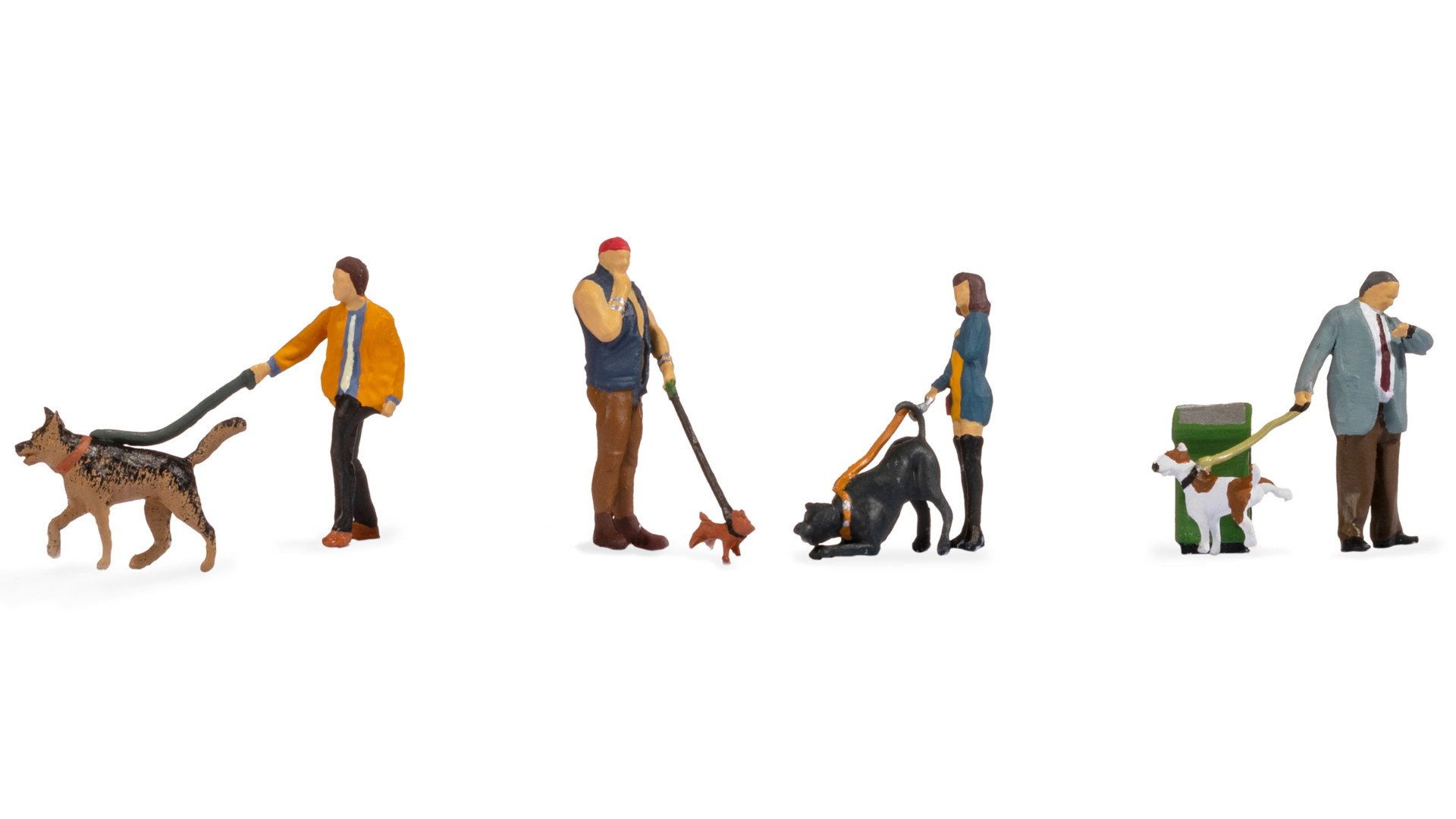 NOCH Dekofigur Figuren-Set „Menschen mit Hunden“, realistische Al