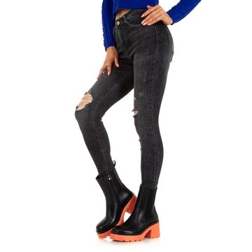 Ital-Design Skinny-fit-Jeans Damen Freizeit Destroyed-Look Stretch Skinny Jeans in Schwarz