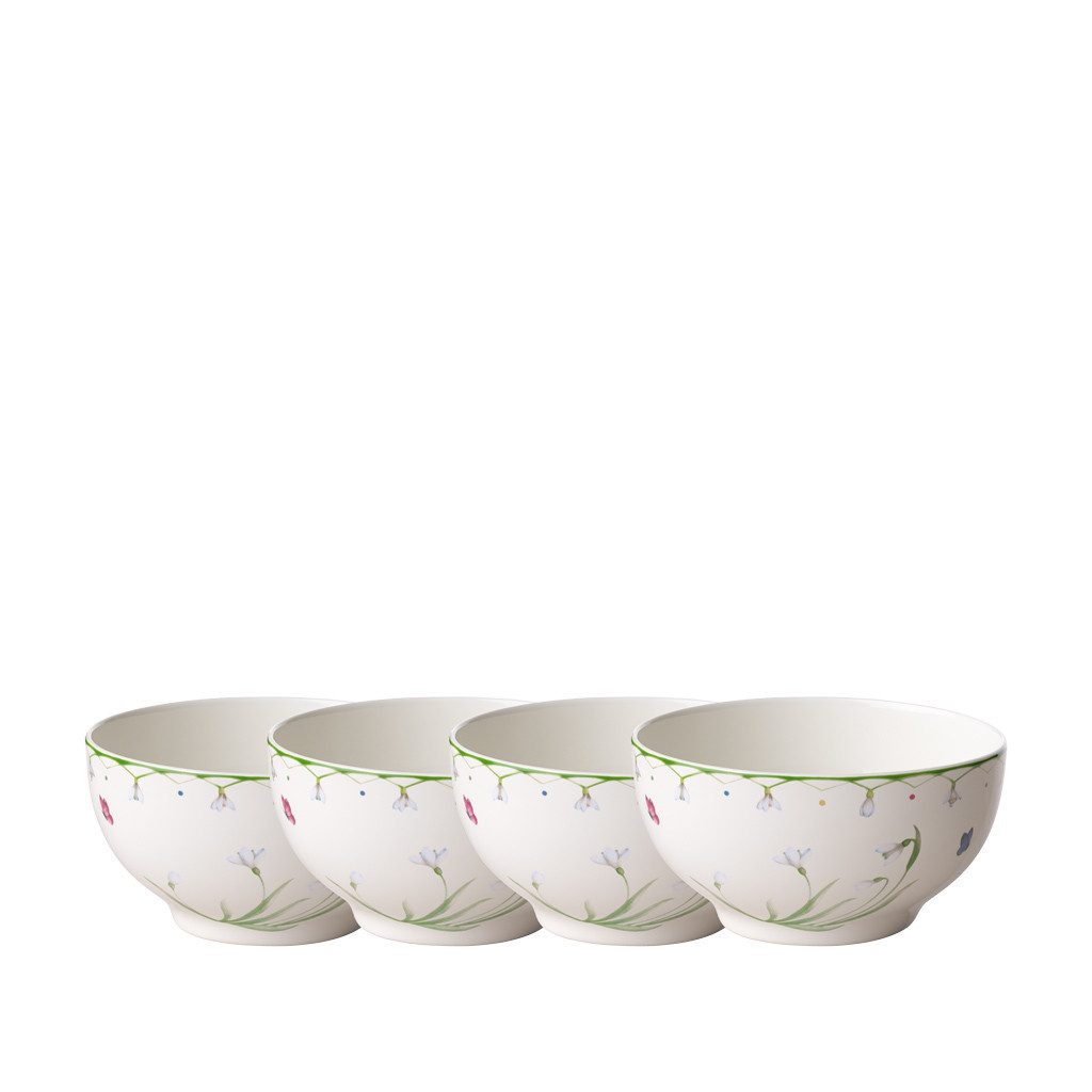 Villeroy & Boch Geschirr-Set Colourful Spring Schüssel, 750 ml, 4 Stück (4-tlg), 4 Personen, Porzellan, Premium Porcelain, mikrow.- & spülm.sicher, Made in Germany