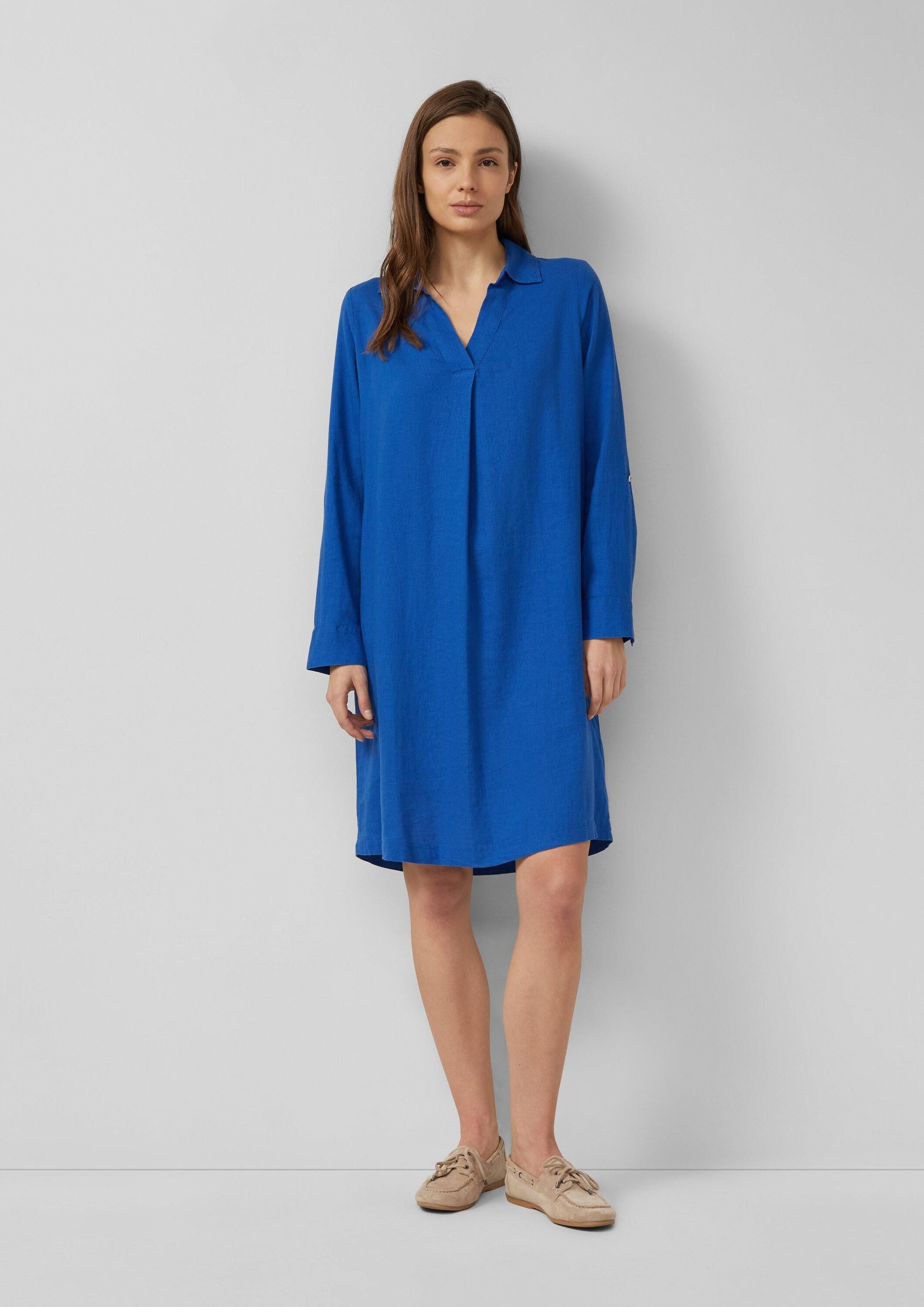 s.Oliver Midikleid Kleid Leinenmix-Kleid mit Turn-up