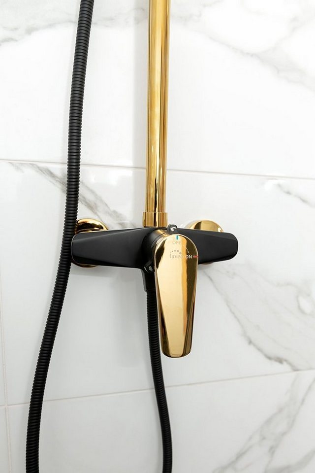 Thumbnail - KOLMAN Duschsystem RUBIO Brausegarnitur Regendusche, Höhenverstellbar, Höhe 132 cm, in Schwarz