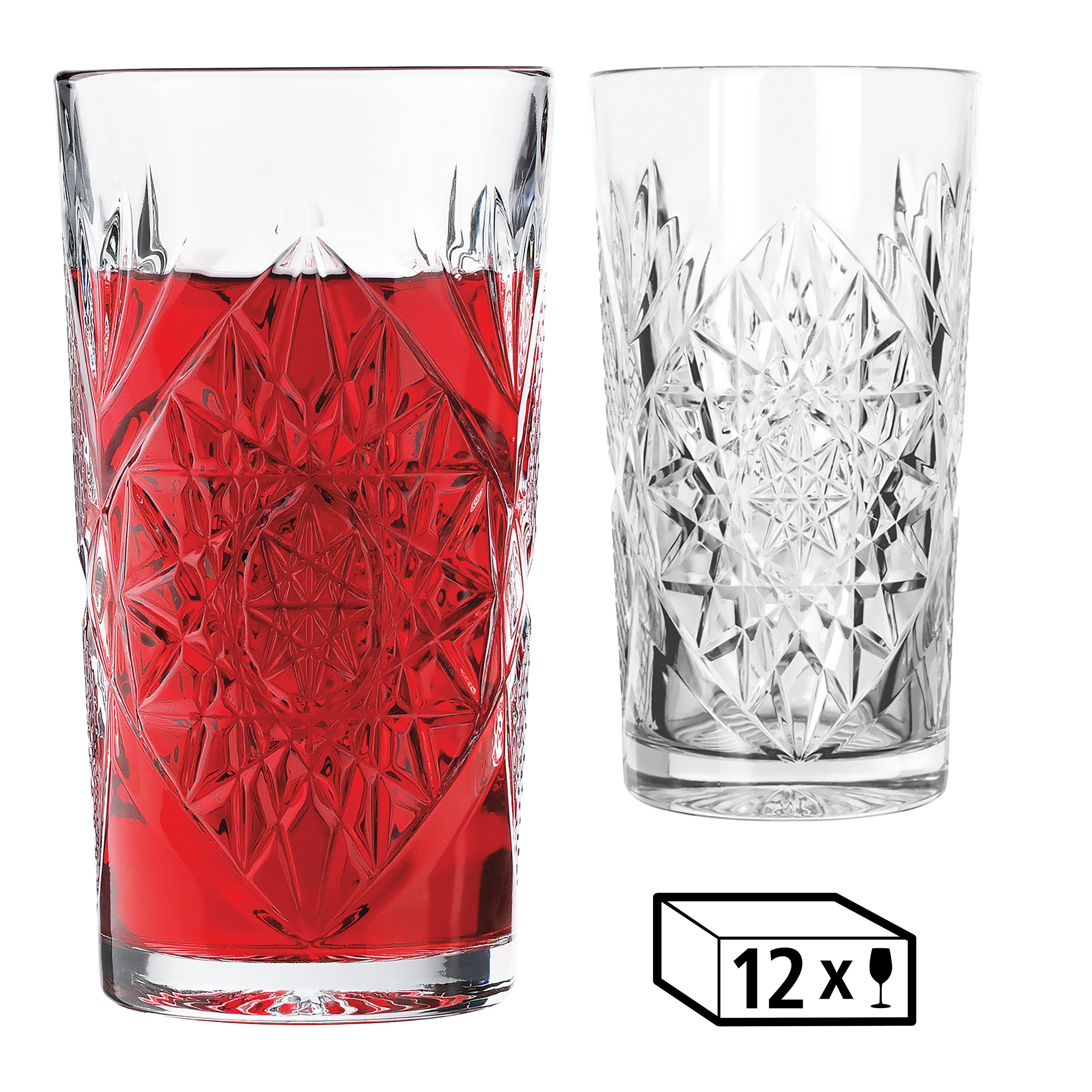 LIBBEY Gläser-Set Libbey Cooler Trinkglas, 12er Set -HOBSTAR-, 12-tlg., Glas, 473 ml, hochwertig verarbeitet, in eleganter Vintage-Optik