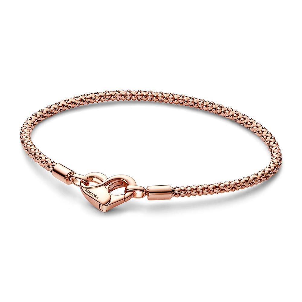 Edelstahlarmband Moments Damenarmband rosévergoldet, Herzschließe von PANDORA