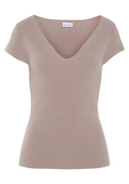 LASCANA Kurzarmpullover aus Rippstrick, eleganter Damenpullover in T-Shirt-Form, Basic