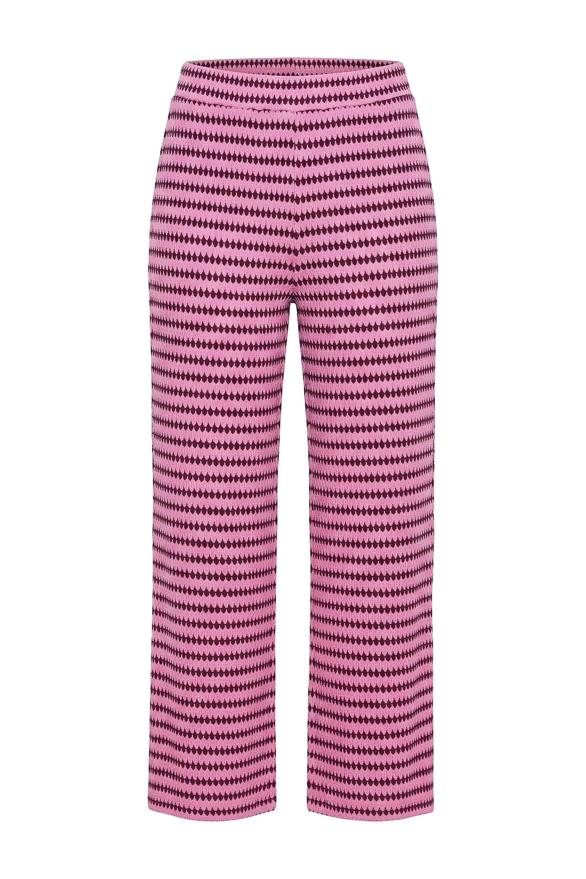 Studio Untold Schlupfhose Hose Wide Legs Struktur Muster Elastikbund