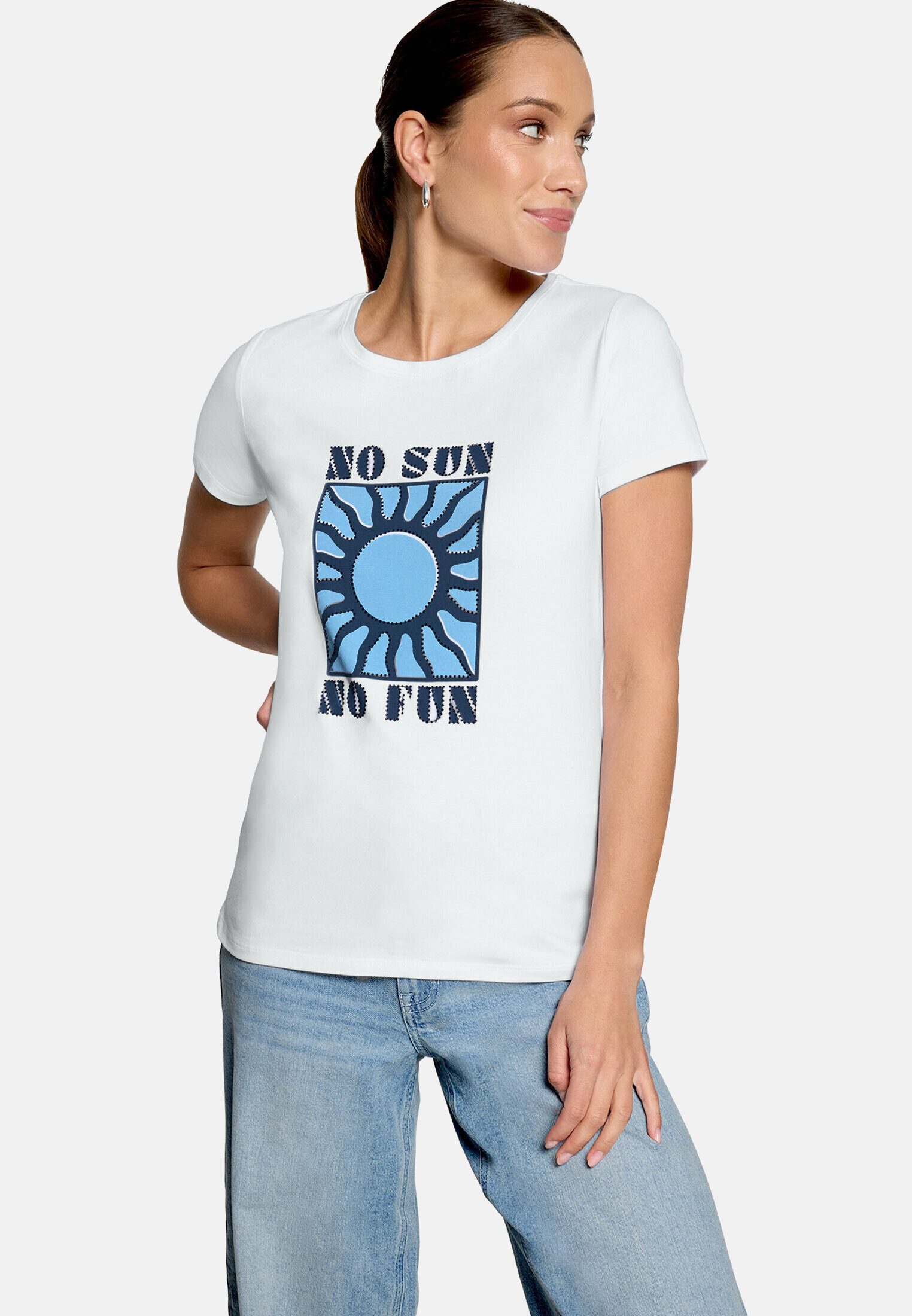 Zero Kurzarmshirt Damen mit Aufdruck (1-tlg) Glitzer – Bild 2 von 5