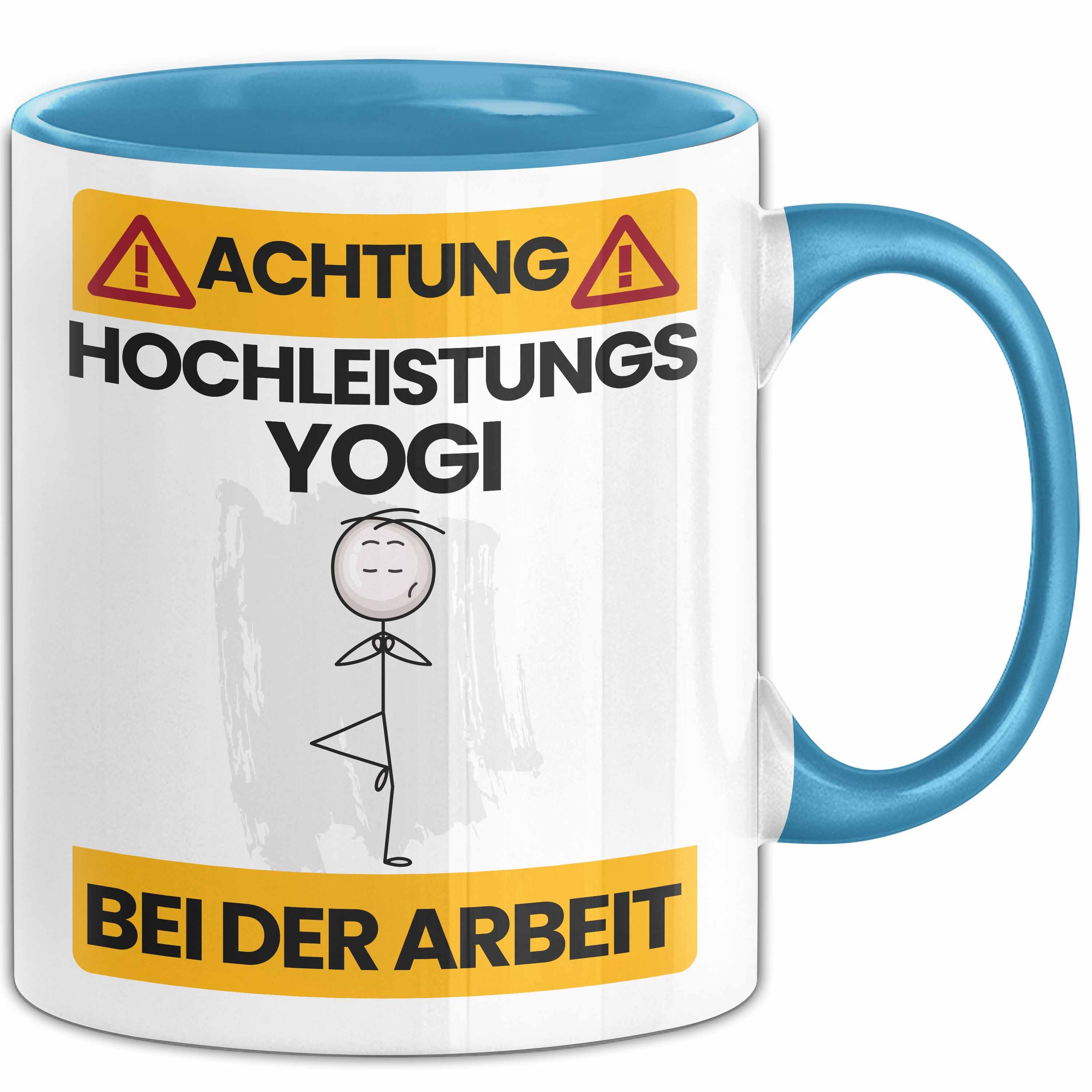 Trendation Tasse Yogi Tasse Geschenk Lustiger Spruch Geschenkidee für Yogi Achtung Hoch