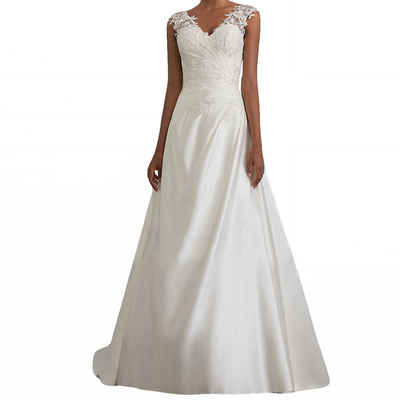 RUZU UG Abendkleid Rückenfreies Kleid Hochzeitskleid langer Spitze Spleißen Hosenträger (1-tlg)