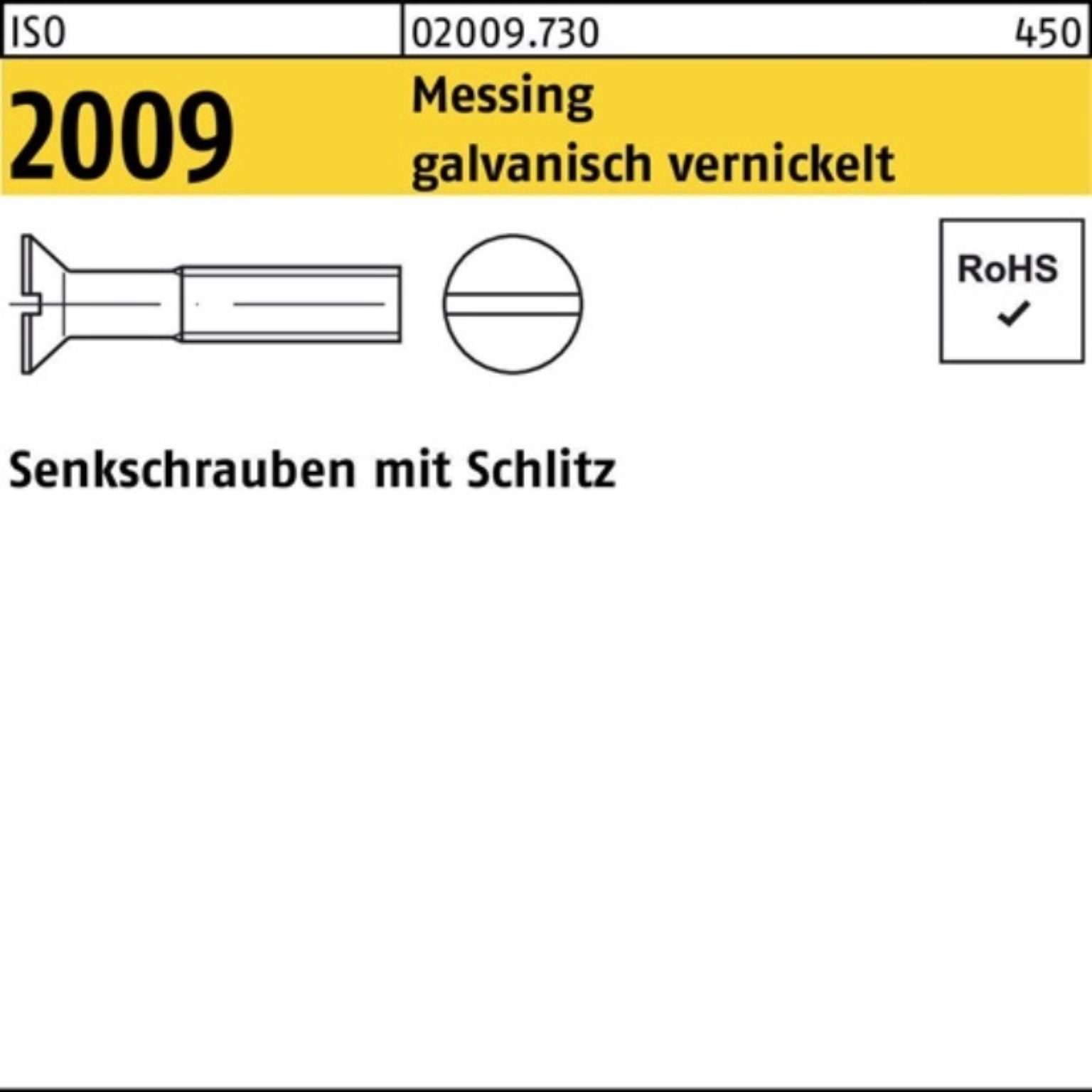 Schlitz 10 Senkschraube Reyher vernicke Senkschraube galv. 2009 ISO M5x 200er Pack Messing