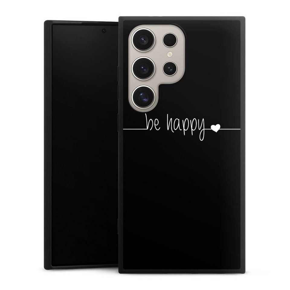 DeinDesign Handyhülle Statement Sprüche Glück Be Happy Black, Samsung  Galaxy S24 Ultra Silikon Hülle Premium Case Handy Schutzhülle
