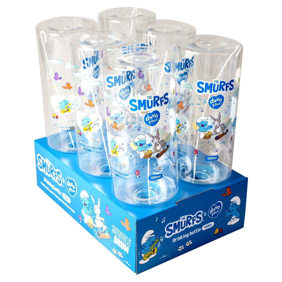 DUVO+ Wasserspender Trinkflasche Harmony Schlumpf transparent 1000 ml