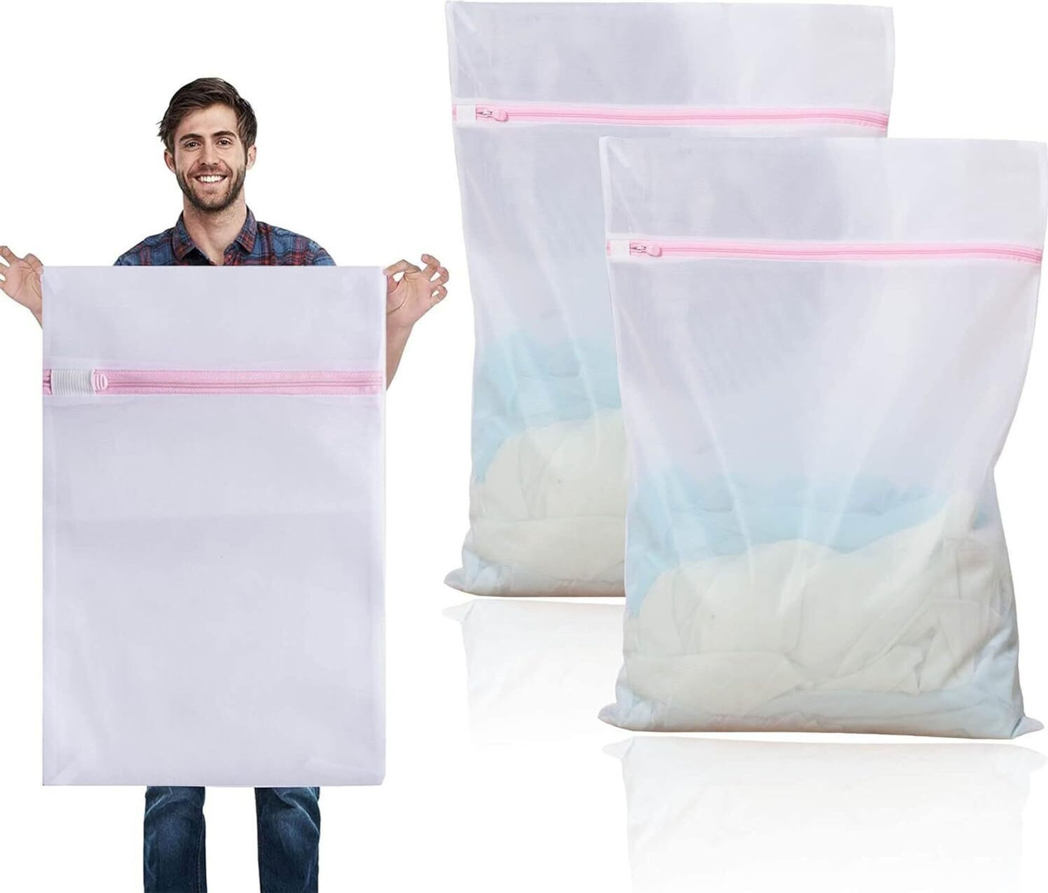 FELIXLEO Wäscheständer 4er-Set Wäschenetz XXL 60x90cm Große Wäschebeutel für Daunenjacken