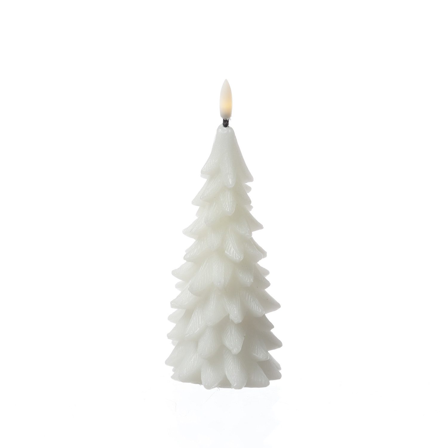 MARELIDA LED-Kerze Tannenbaum Weihnachtsbaum Baumform Echtwachs H: 19cm Timer weiß, LED Classic, warmweiß (2100K bis 3000K)