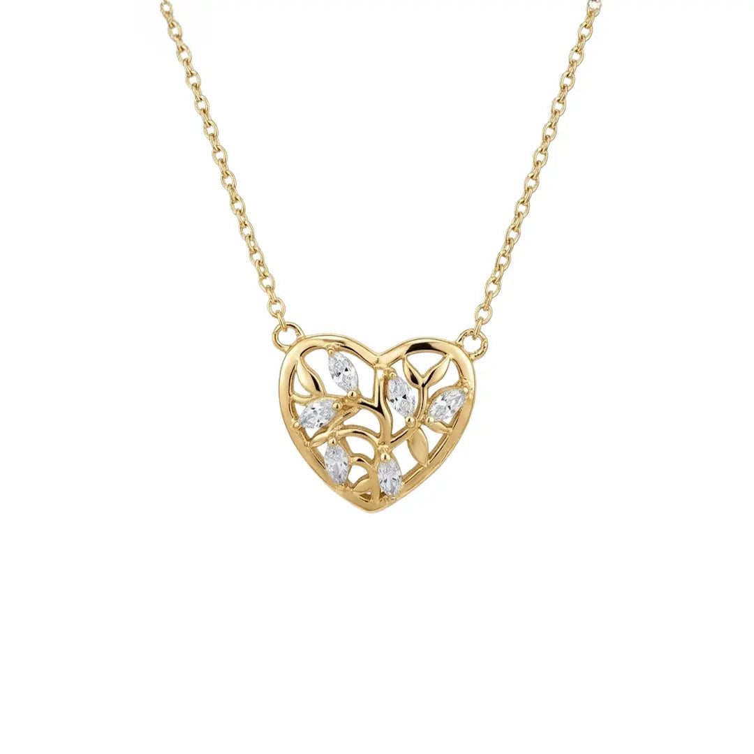 Kette mit Anhänger Halskette 925 Sterling Silber Herz Kette vergoldet Damen Herz Anhänger