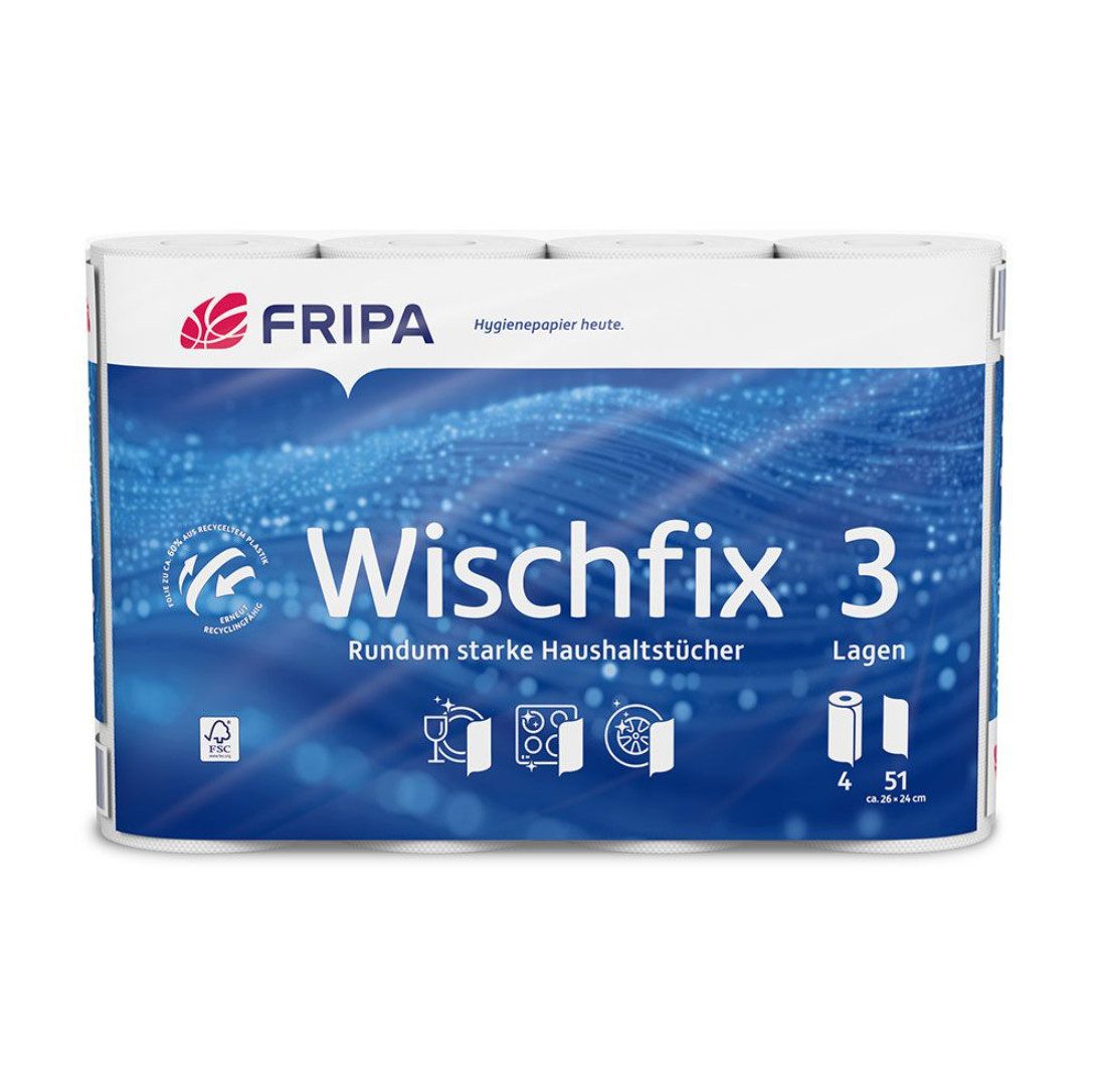 DocMed Papierküchenrolle Fripa - Wischfix Haushaltstücher 3-lagig (Einzelpack oder Großpack 1-St. Multipack), Umweltfreundliche Produktion