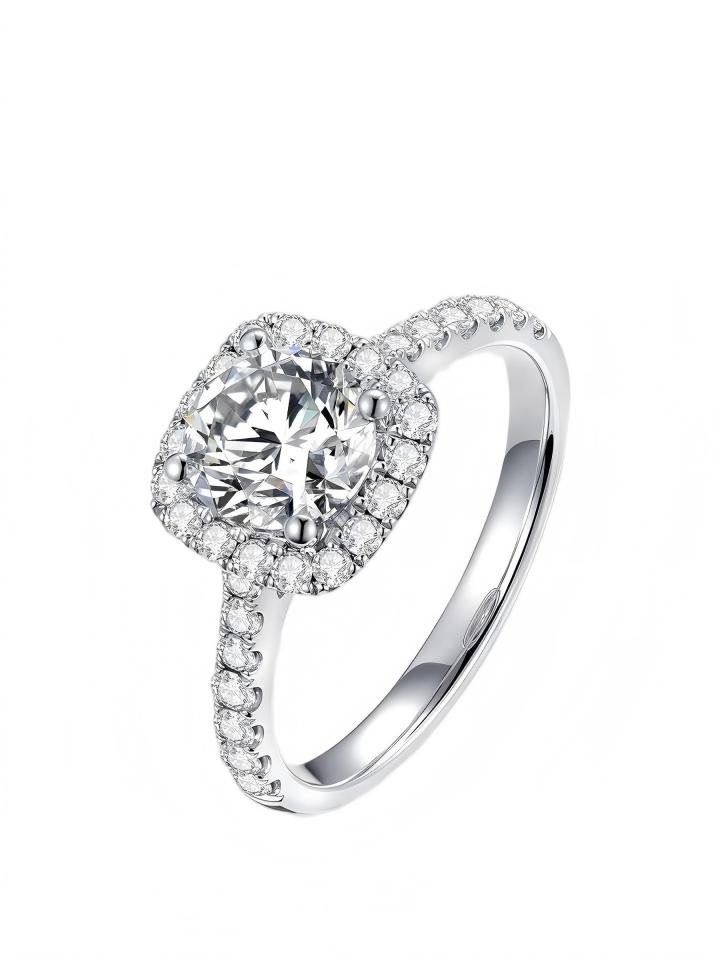 Jumpeak Diamantring Diamantring,halo diamant ring,1ct/2ct,Rundschliff,D,VS1,3EX, 14K Weissgold Verlobungsring,Krappenfassung,IGI,Lab Diamant Geschenk