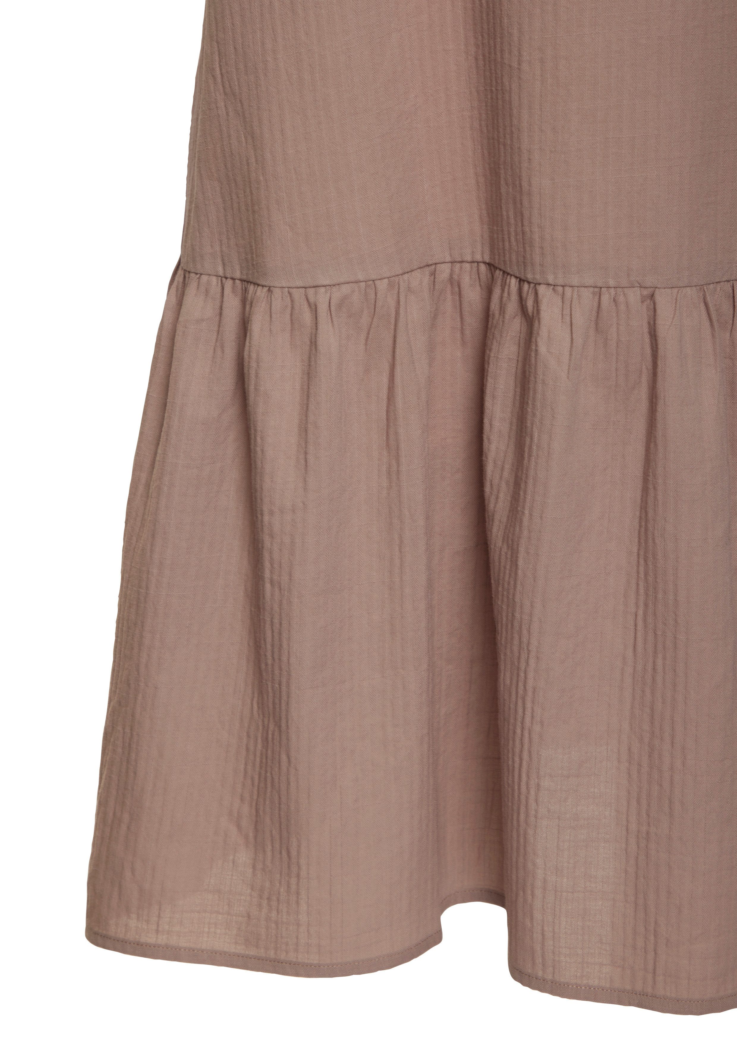 Vivance Blusenkleid aus strukturierter Ware mit Volant lockeres Tunikakleid, Sommerkleid, Strandkleid, Basic