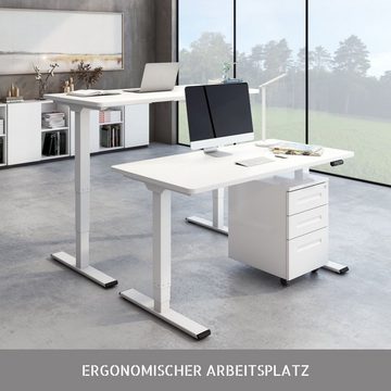 ERGOFINO Schreibtisch DT30T (höhenverstellbarer Schreibtisch 140x80 cm, 160x80 cm, 180x80 cm, 2 Motoren, elektrisch höhenverstellbares Tischgestell mit 3-Fach-Teleskop), Memory-Steuerung (Schwarz), DT30L mit Tischplatte