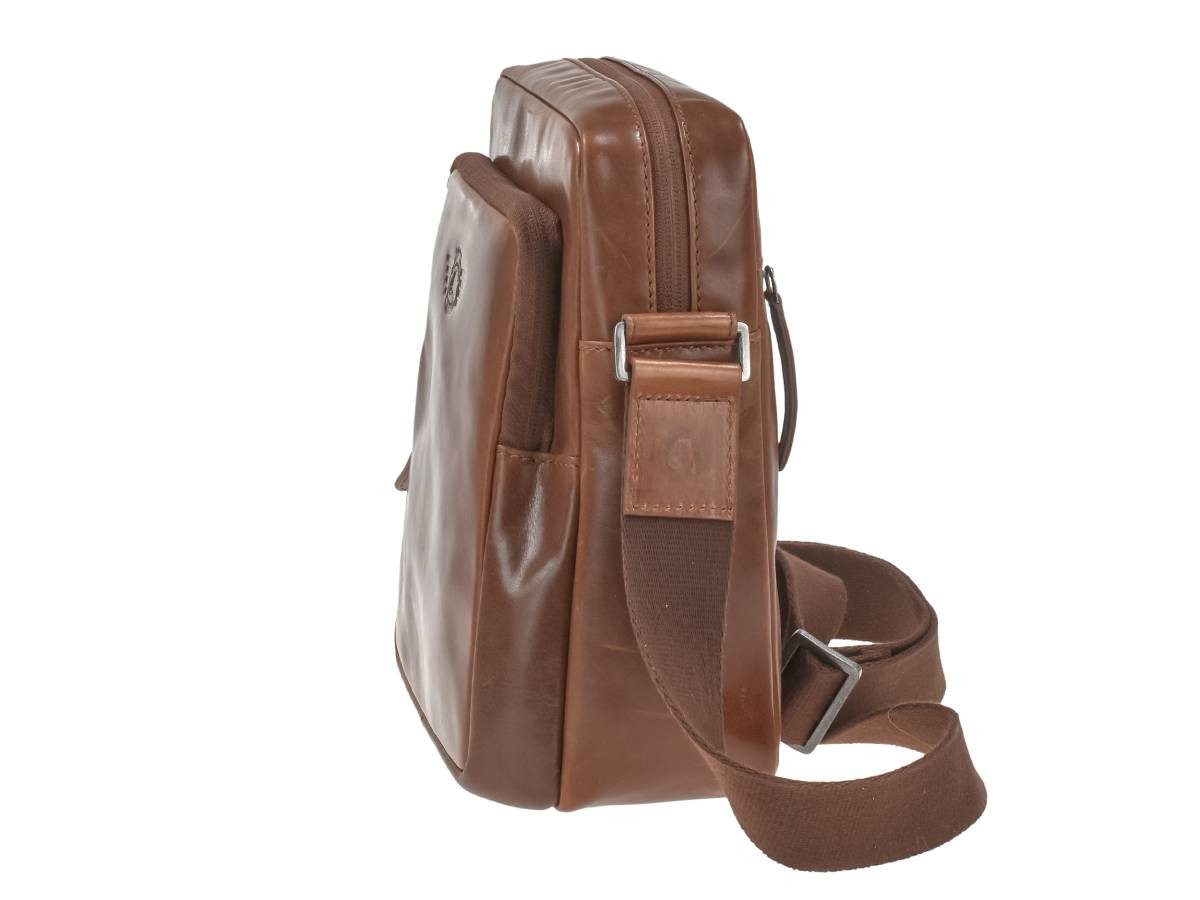 Greenburry Umhängetasche "Waxy Vintage" Schultertasche für Damen und Herren 20x24cm, kompaktes Format mit vielen Fächern und 150cm Schultergurt