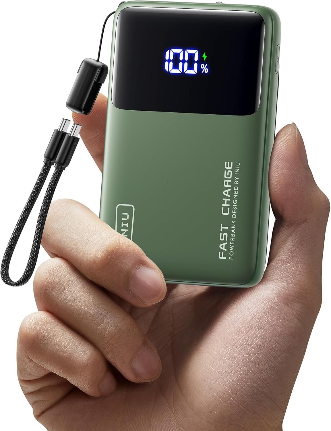 INIU Fast Charger 3in1 Mini Powerbank Geeignet für iPhone, Samsung, AirPods, Tablets 10000 mAh, 45W Schnellladefunktion, Kompakt & Reisegeeignet