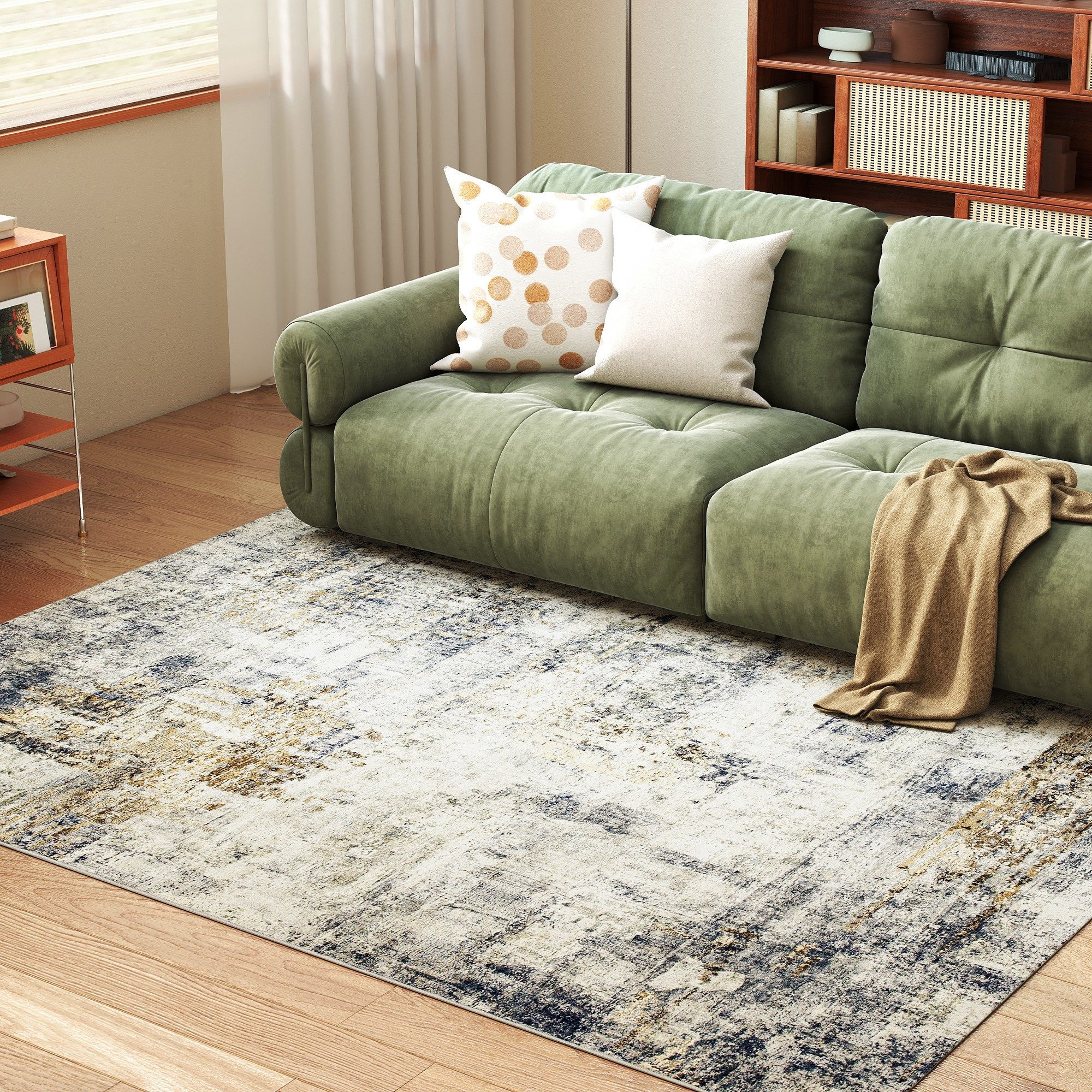 HOMCOM Teppich Teppich maschinenwaschbarer Wohnzimmerteppich rutschfester, Rechteckig, Höhe: 1 mm, für Wohnzimmer, Schlafzimmer, 230 x 160 cm, Grau