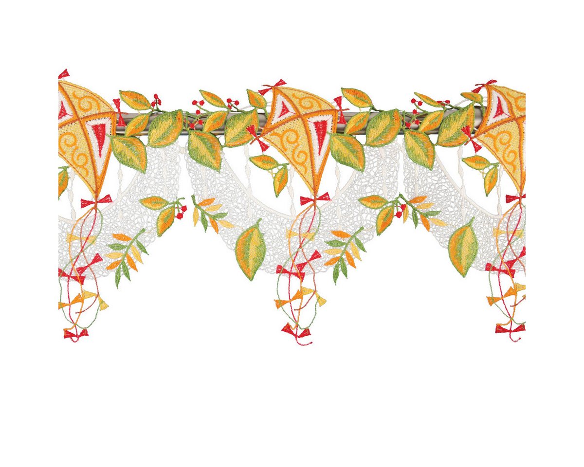 W. Reuter & Sohn - Plauener Spitze® Gardine Stangendeko "Drachen", Original Plauener Spitze, versch. Breiten (2 St)