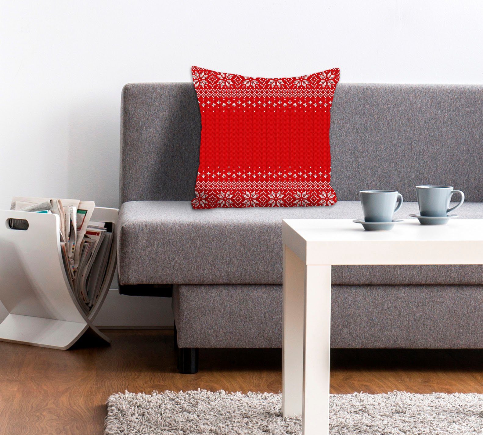 queence Dekokissen Tabea, Kissenhülle,Weihnachten,Rot,Festlich,Weihnachtsmotiv,Winterlich