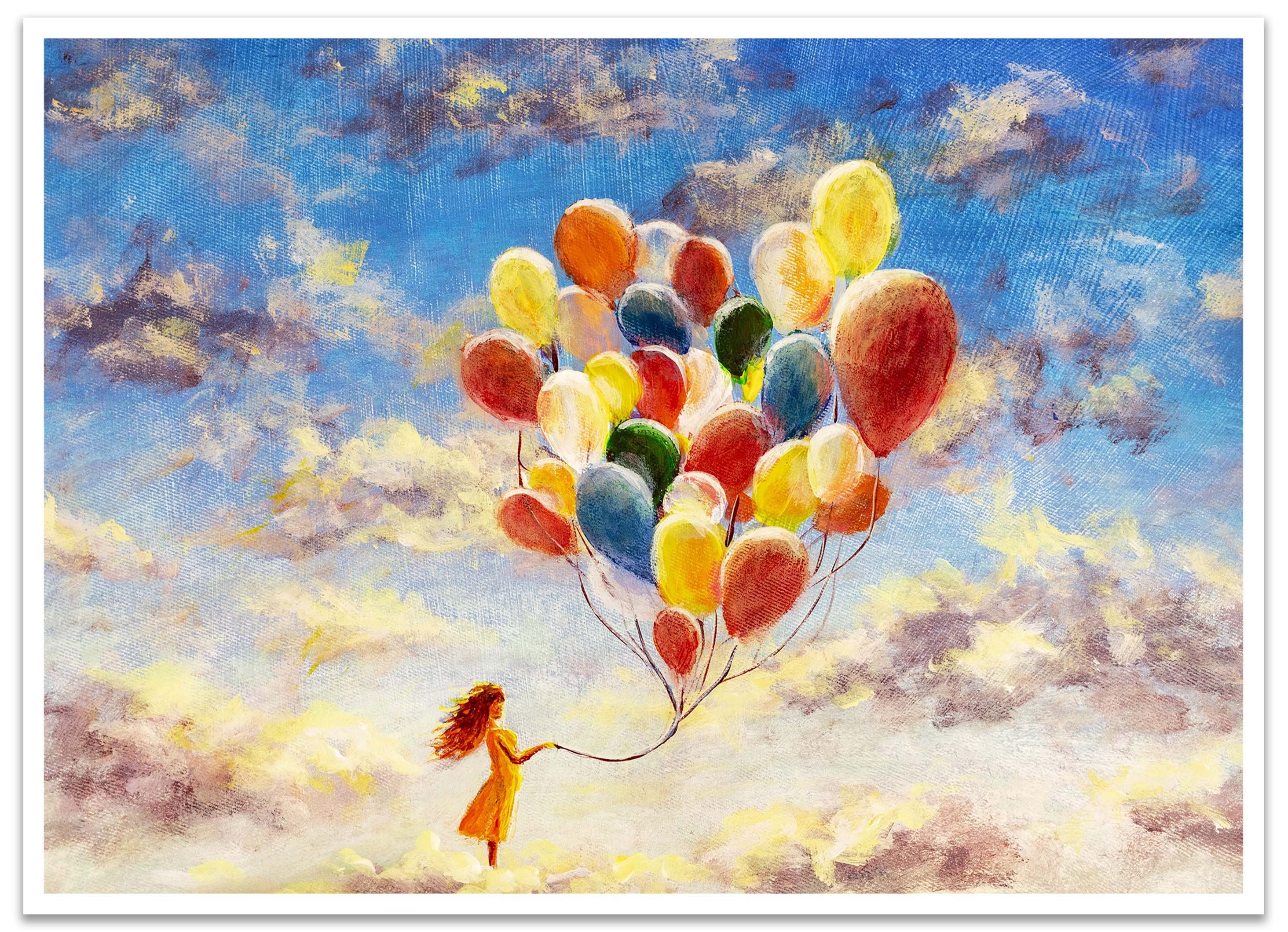 Gemälde Malerei, Wanddeko, wandmotiv24 Gemälde, Poster Wandbild, in St), Kunst (1 & Größen Luftballons, Poster versch.