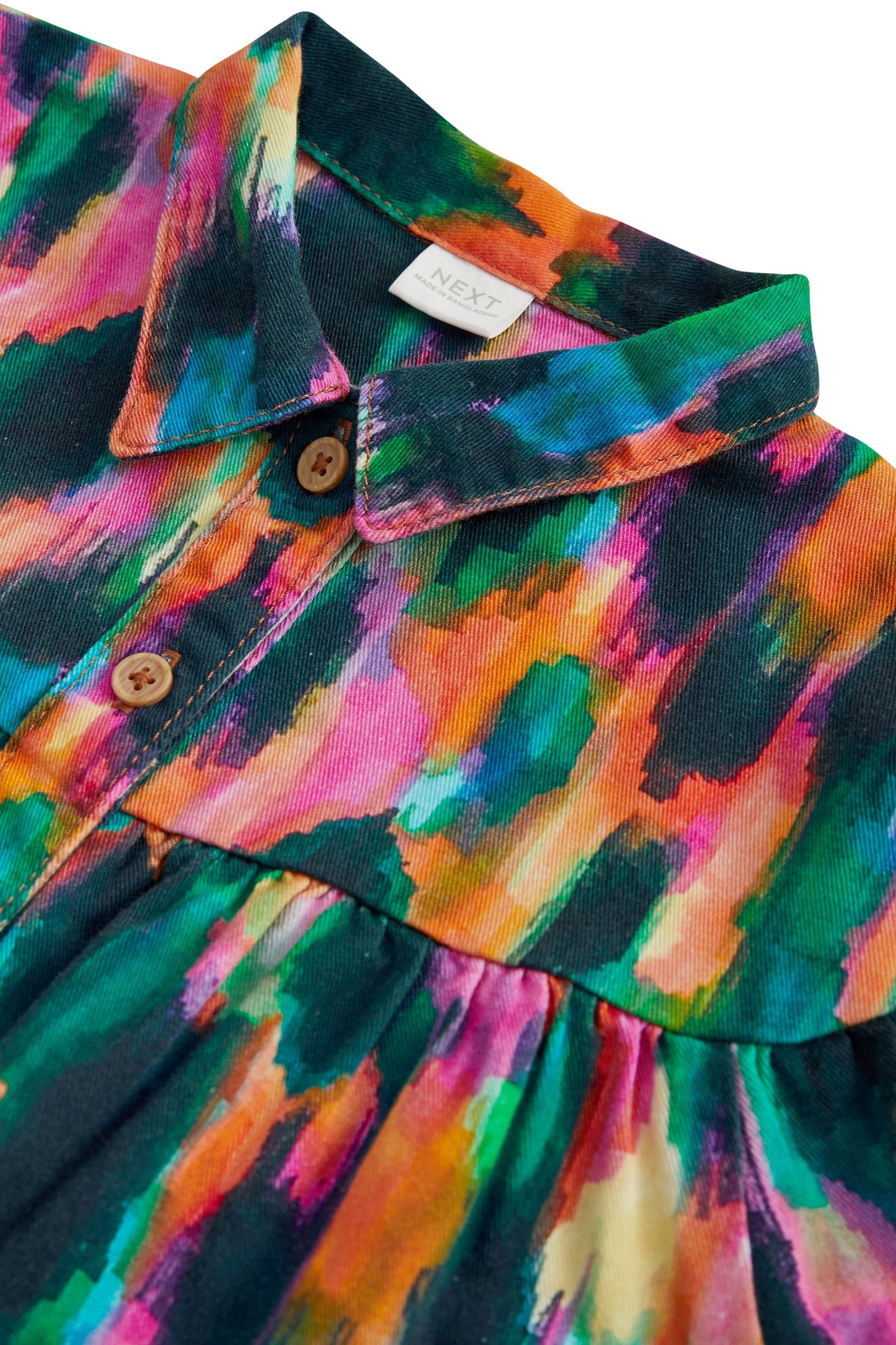 Multi Blusenkleid Print (1-tlg) Hemdkleid Bright Baumwolle aus Next