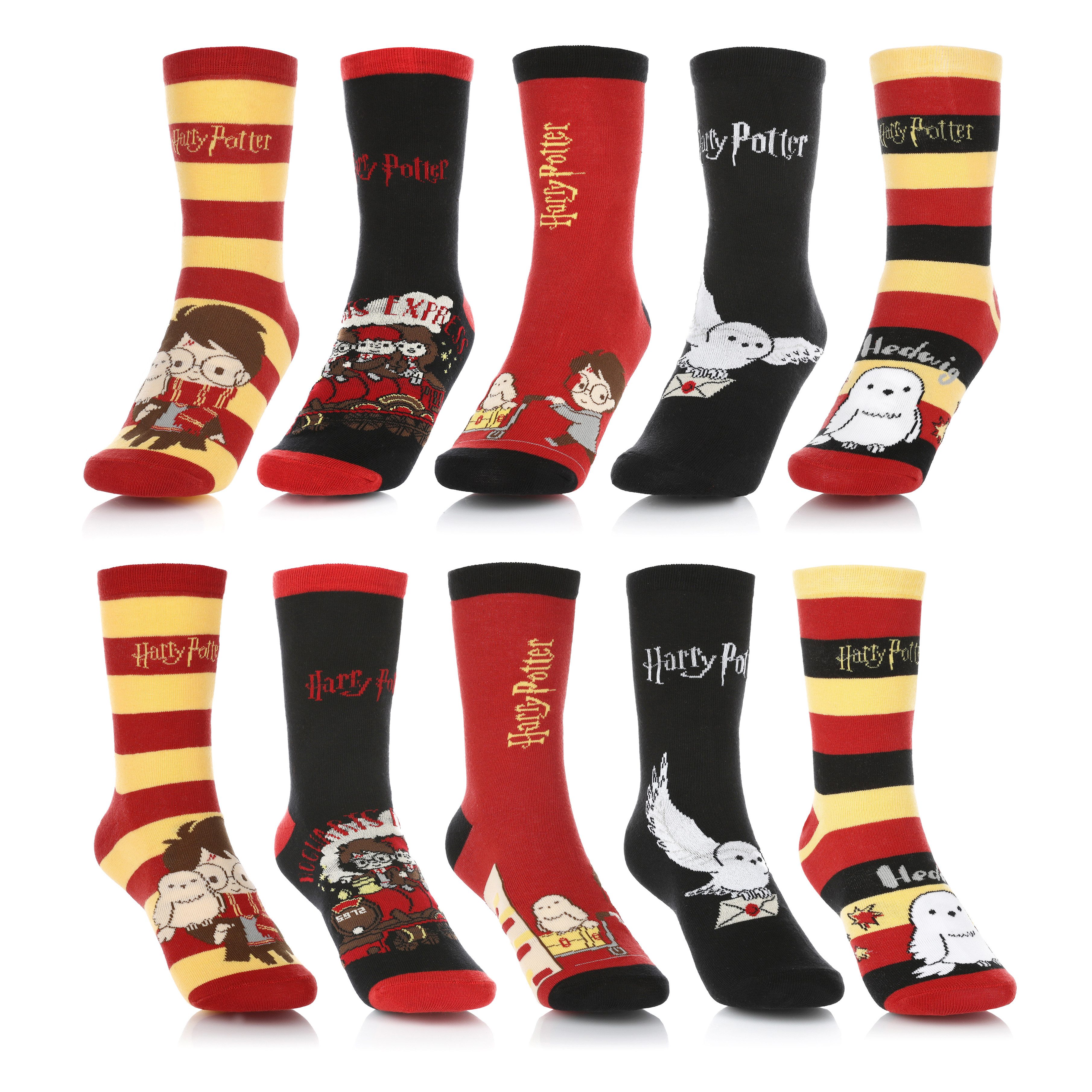 Harry Potter Socken Bunte Motiv Socken aus Baumwoll als Accessoire (5er Pack) Geschenke für Erwachsene und Teenager - Größe 35-41