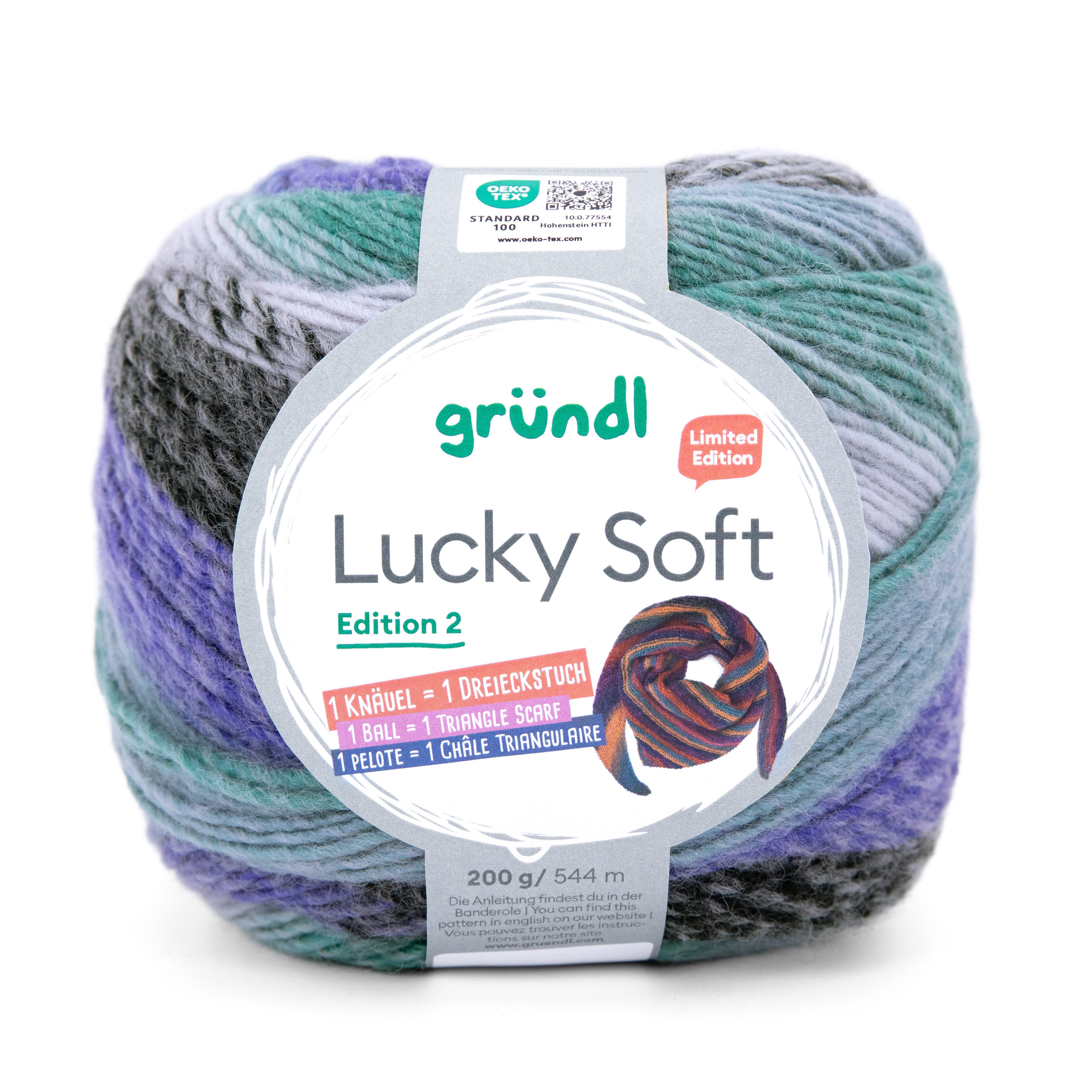 Gründl Gründl Wolle Lucky Soft Bobbel Farbverlaufswolle 200g Häkelwolle, 544,00 m (Wolle mit Farbverlauf zum stricken und häkeln, Strickgarn, Strickwolle, Handstrickgarn), 70% Polyacryl, 30% Wolle
